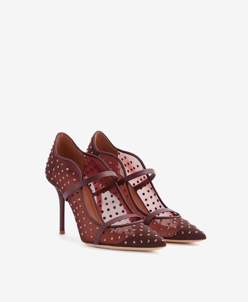 Women's Embellished Burgundy Mesh Pumps Malone Souliers