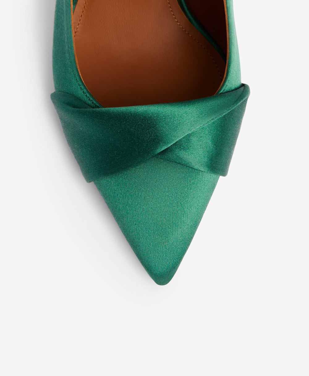 Malone Souliers Maureen 70mm Dark Green Satin Heeled Mules
