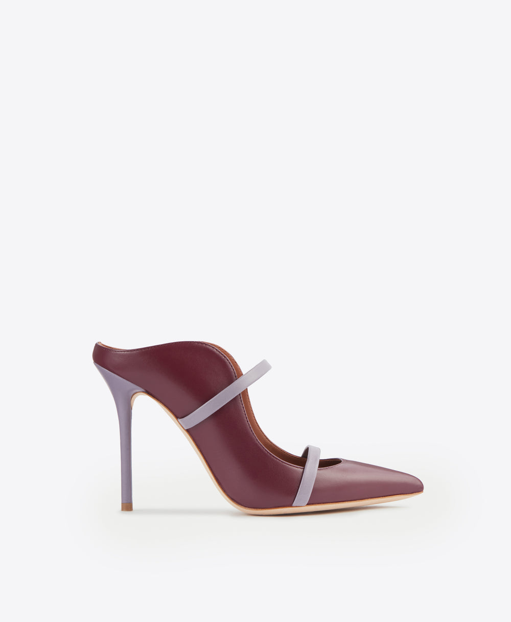 Women's Burgundy Leather Stiletto Mules Malone Souliers