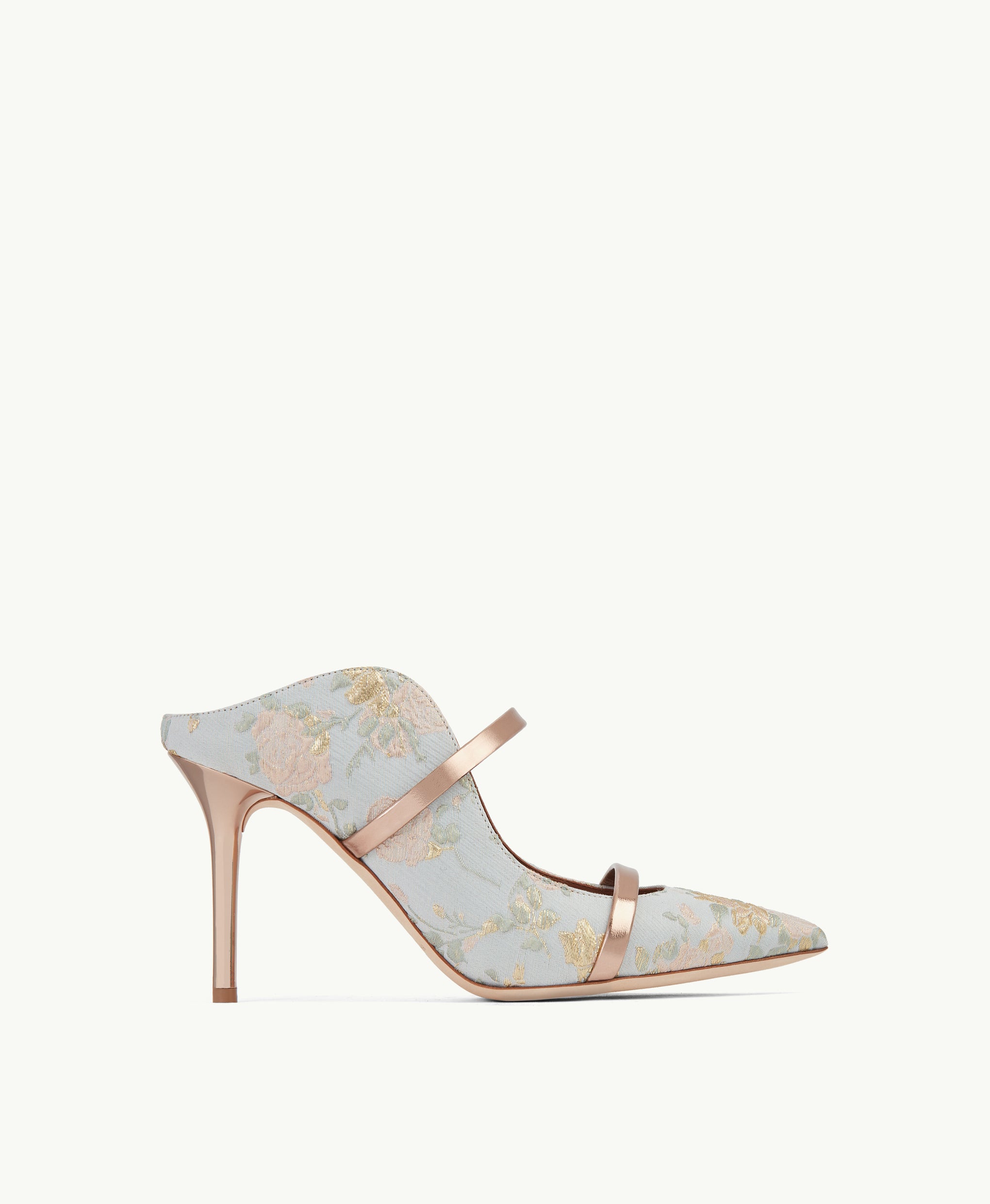 Women's Blue Jacquard Heeled Mule Malone Souliers