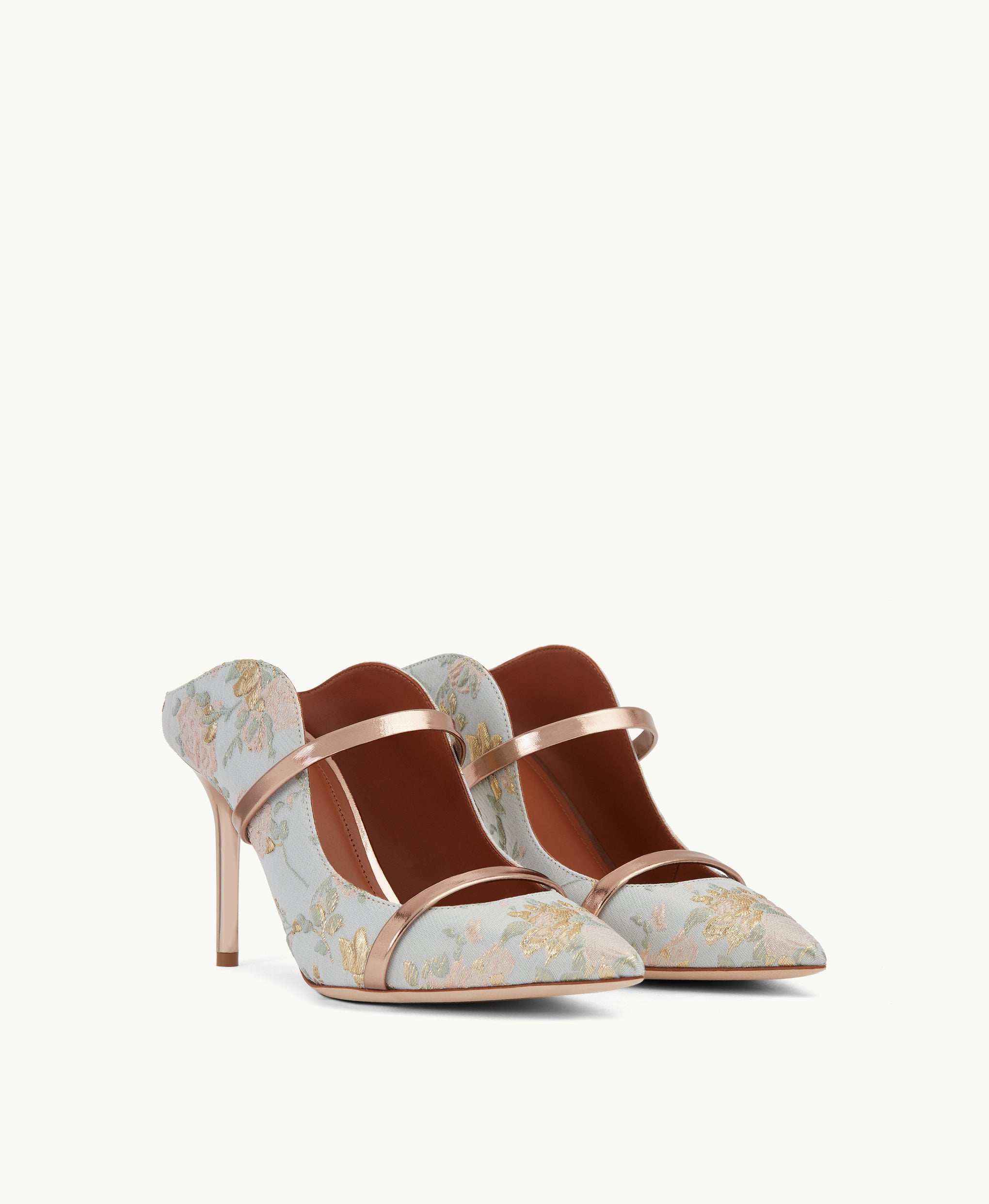 Women's Blue Jacquard Heeled Mule Malone Souliers