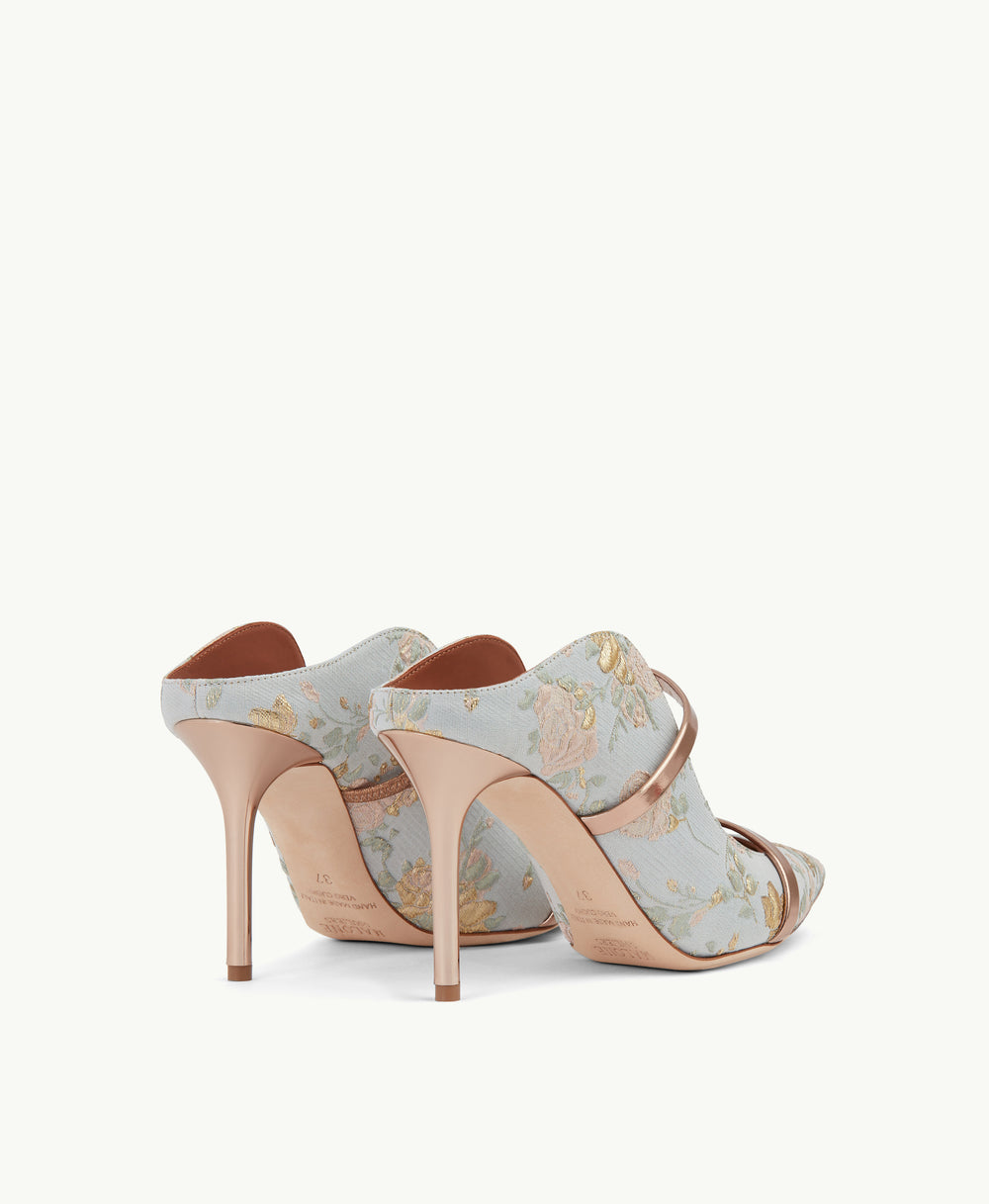 Women's Blue Jacquard Heeled Mule Malone Souliers