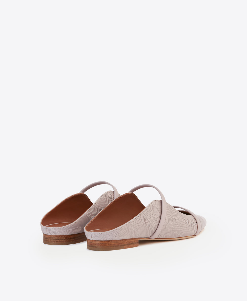 Women's Lilac Embossed Leather Flat Mules Malone Souliers