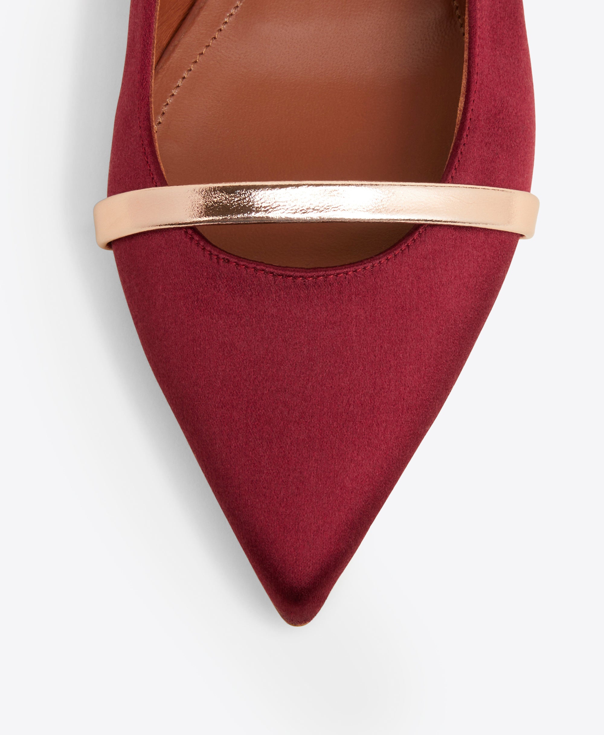 Maureen Flat Wine Rose Gold Satin Flat