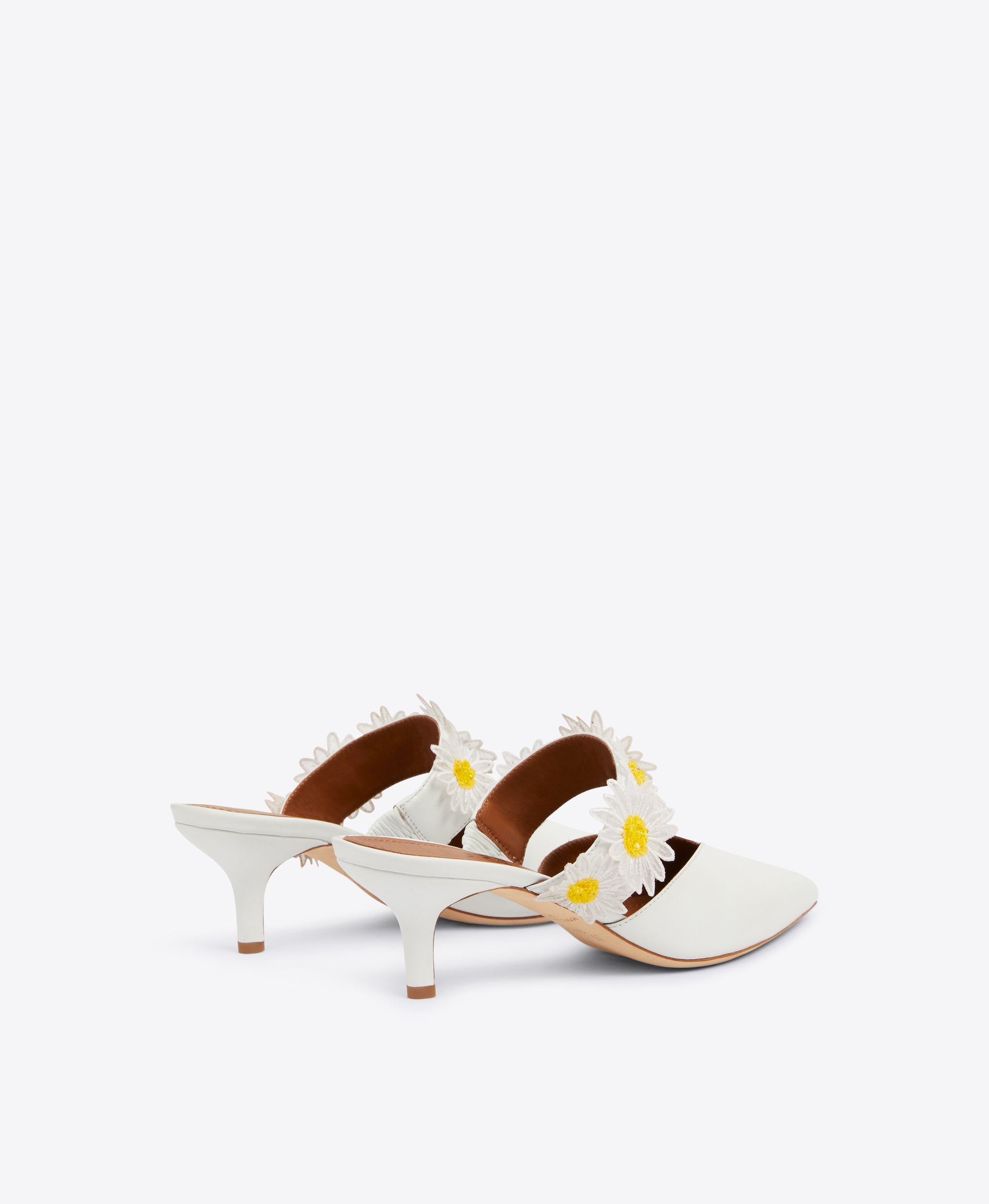 Women's White Leather Pointed Mules Malone Souliers