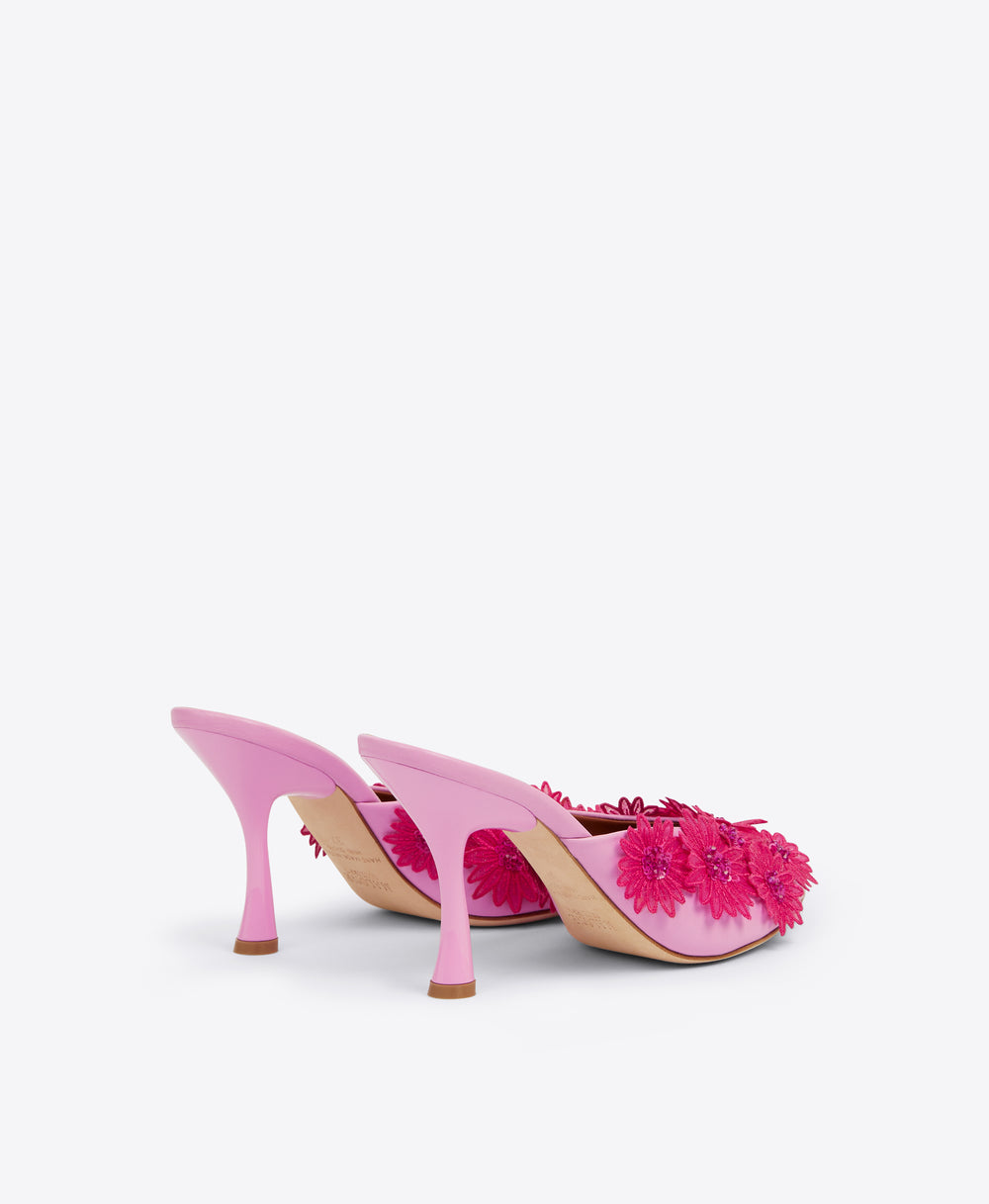 Women's Pink Leather Embellished Sandal Mules Malone Souliers