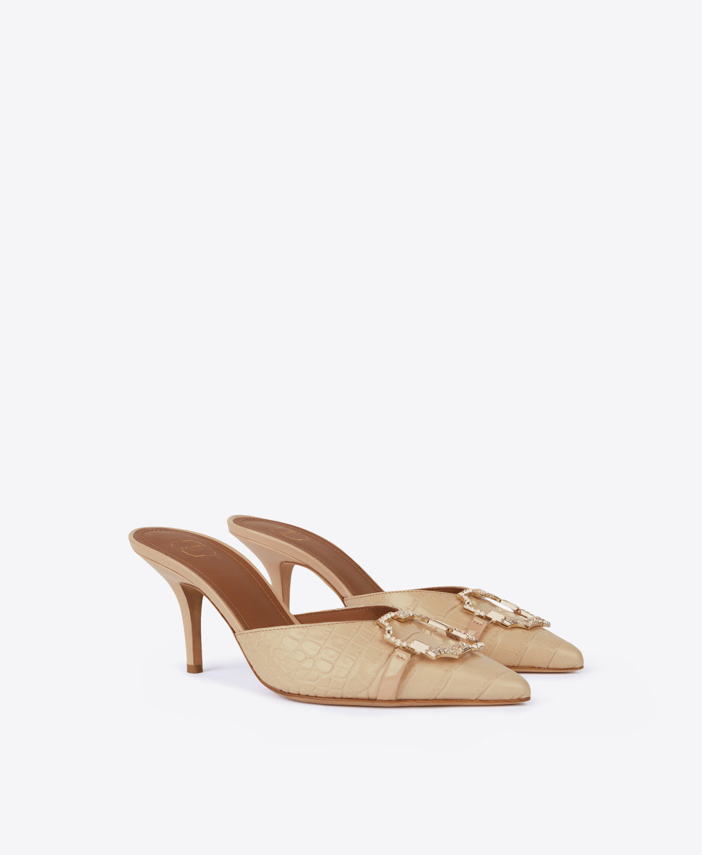 Women's Nude Croc Embossed Stiletto Mules Malone Souliers