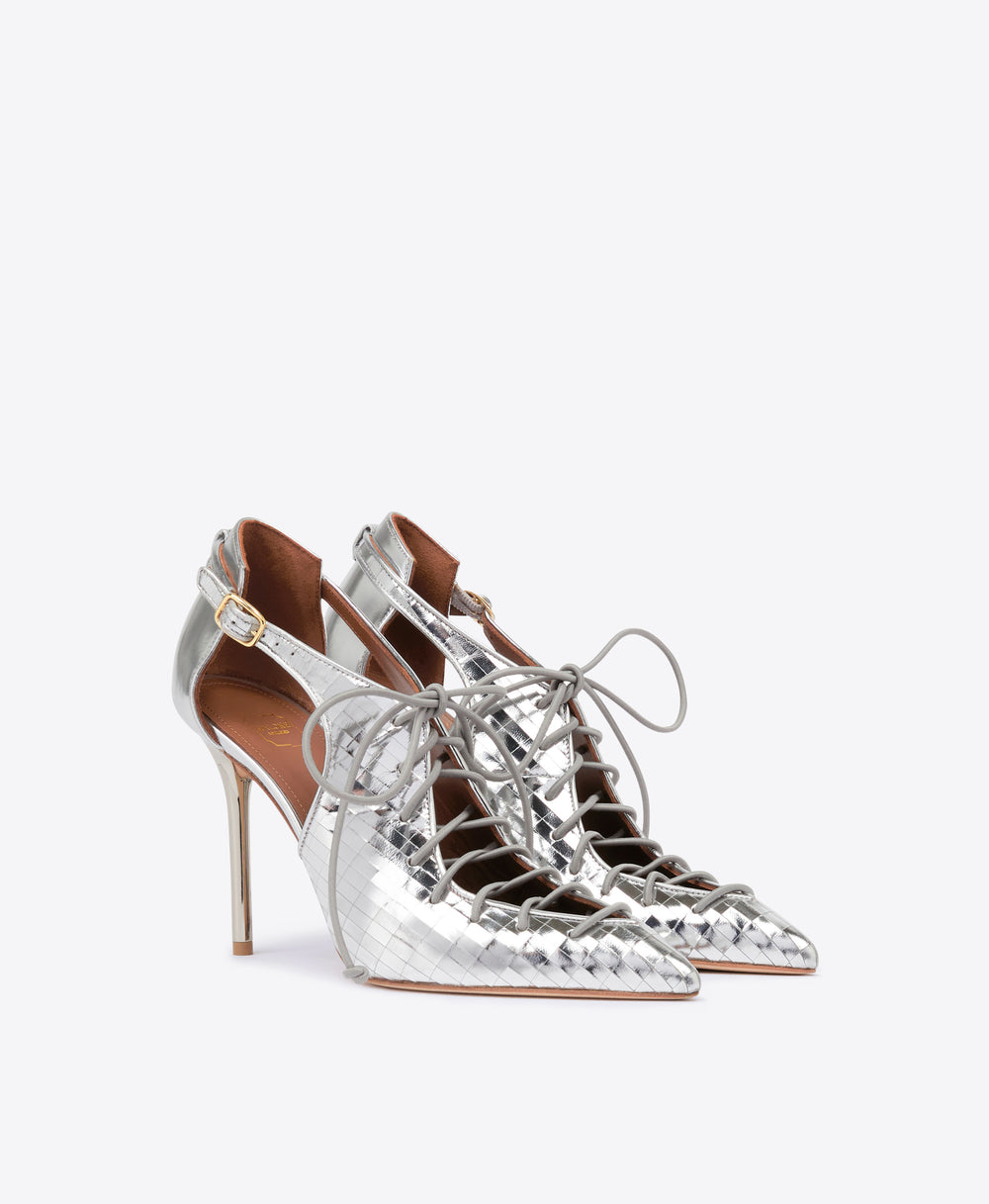 Women's Silver Leather Stiletto Heel Malone Souliers
