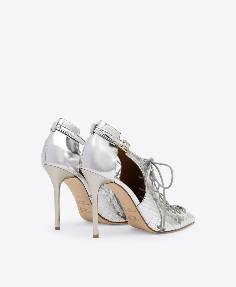 Women's Silver Leather Stiletto Heel Malone Souliers