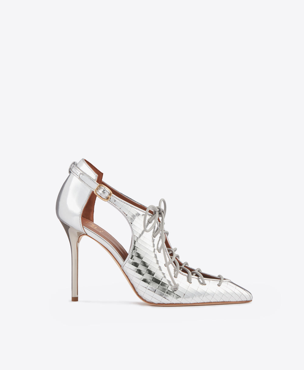 Women's Silver Leather Stiletto Heel Malone Souliers