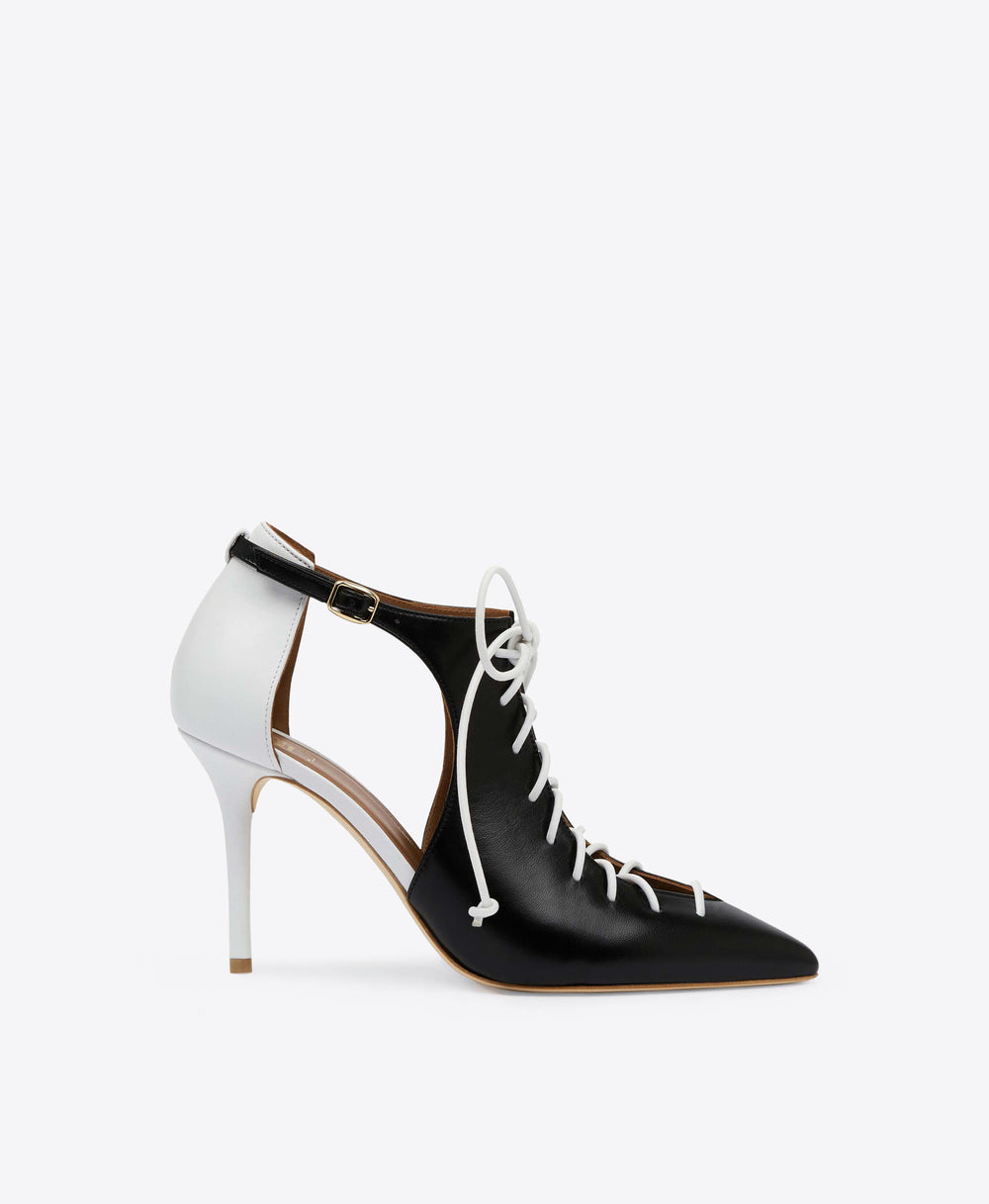 Women's Black Leather Lace-Up Heels Malone Souliers
