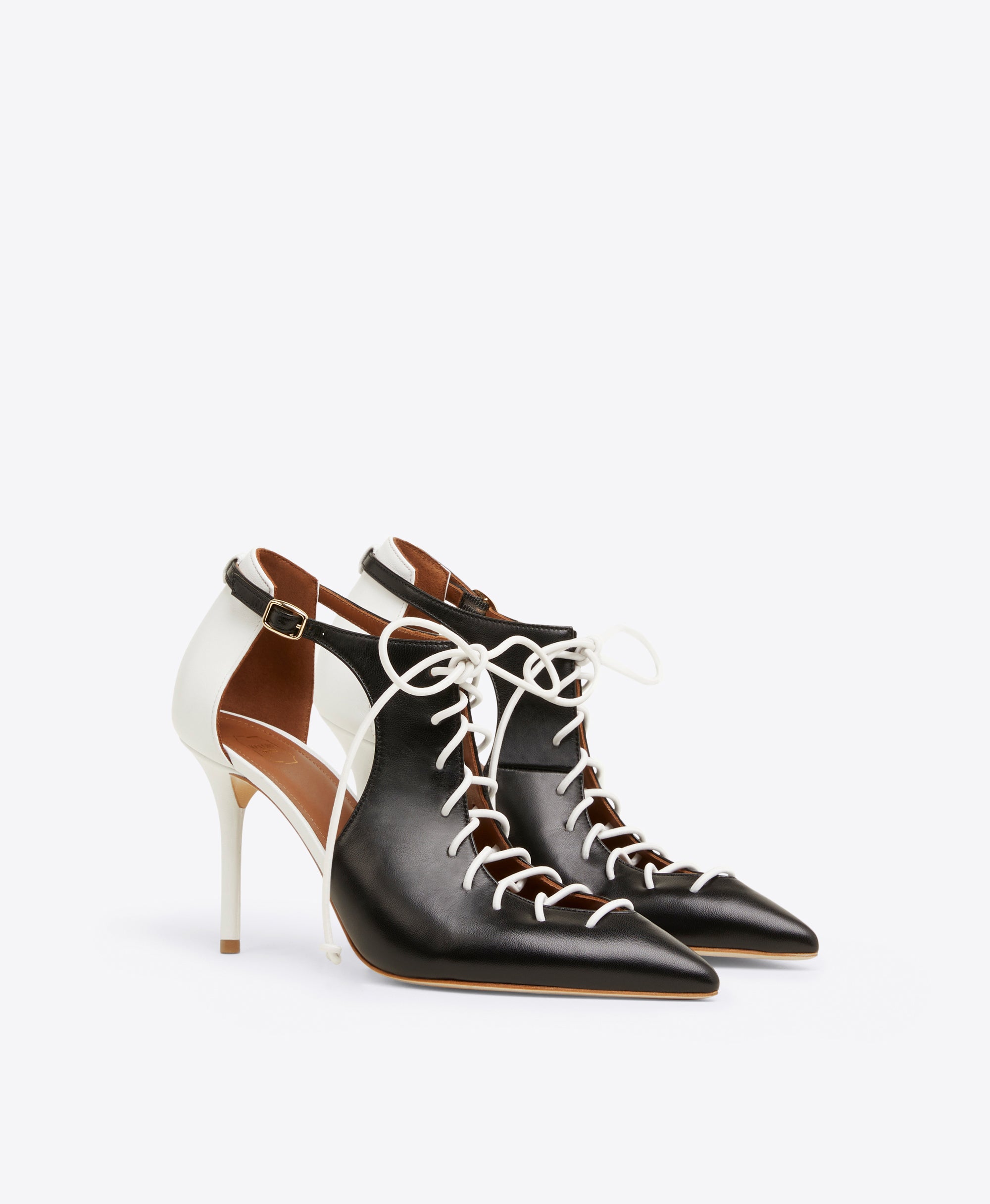 Women's Black Leather Lace-Up Heels Malone Souliers