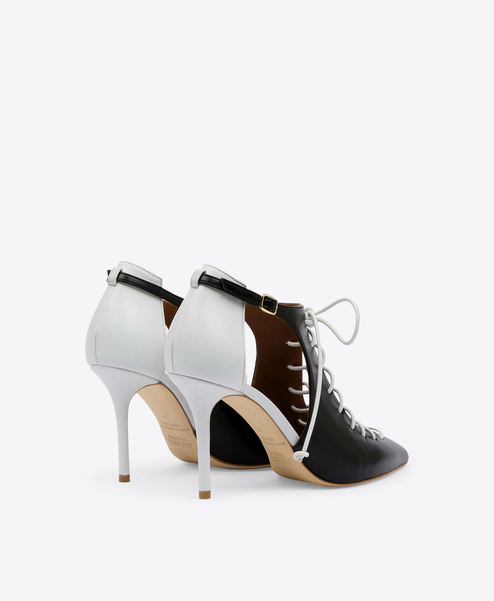 Women's Black Leather Lace-Up Heels Malone Souliers