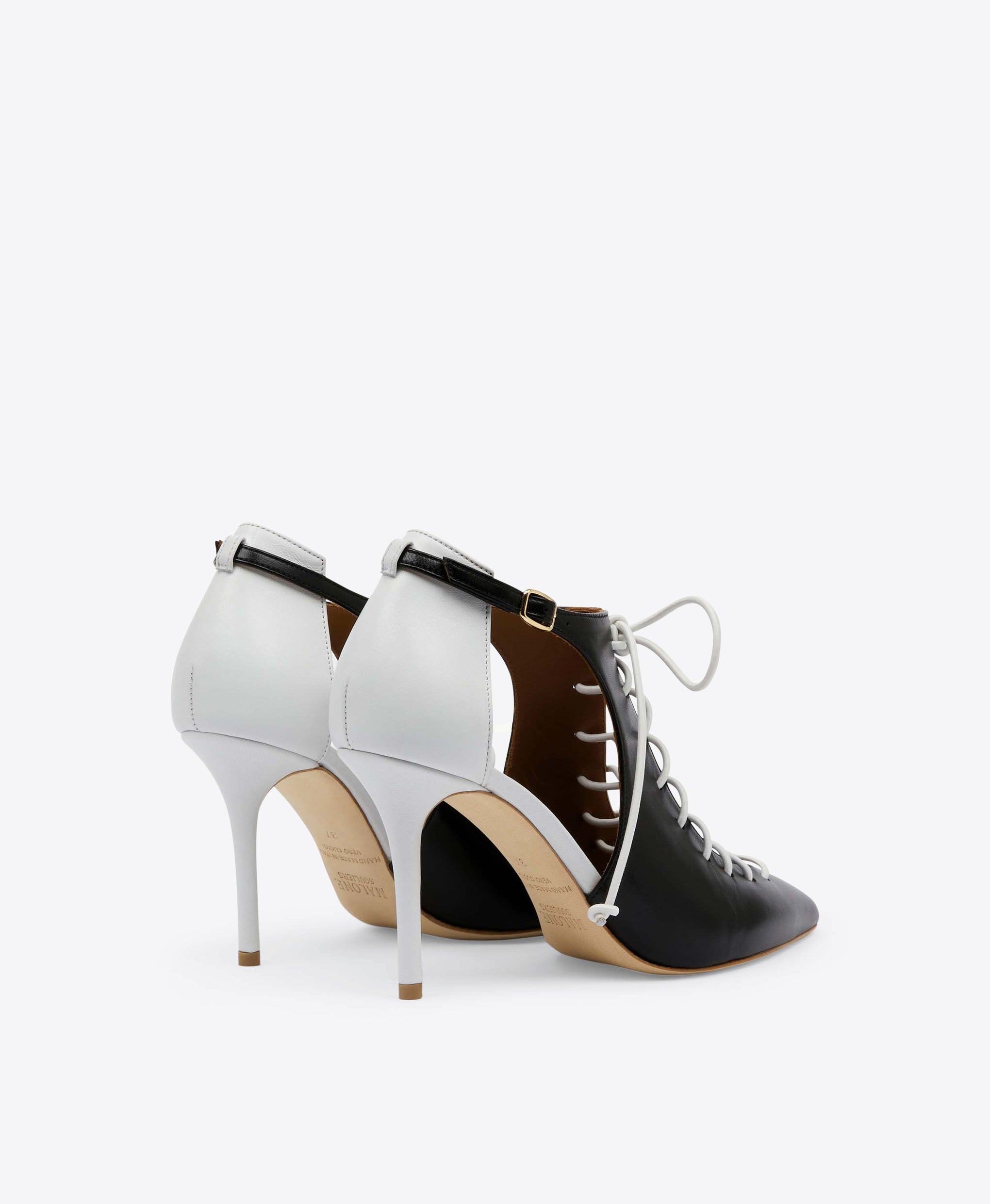 Women's Black Leather Lace-Up Heels Malone Souliers