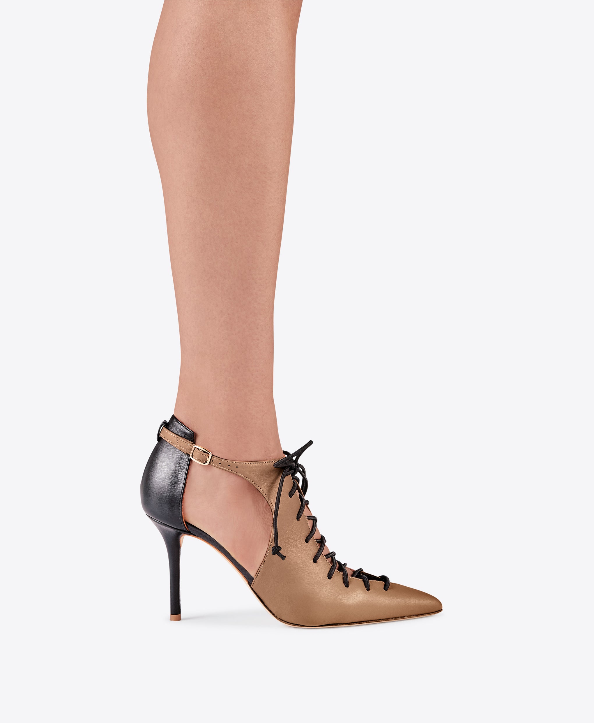 Women's Nude Leather Lace-Up Heels Malone Souliers
