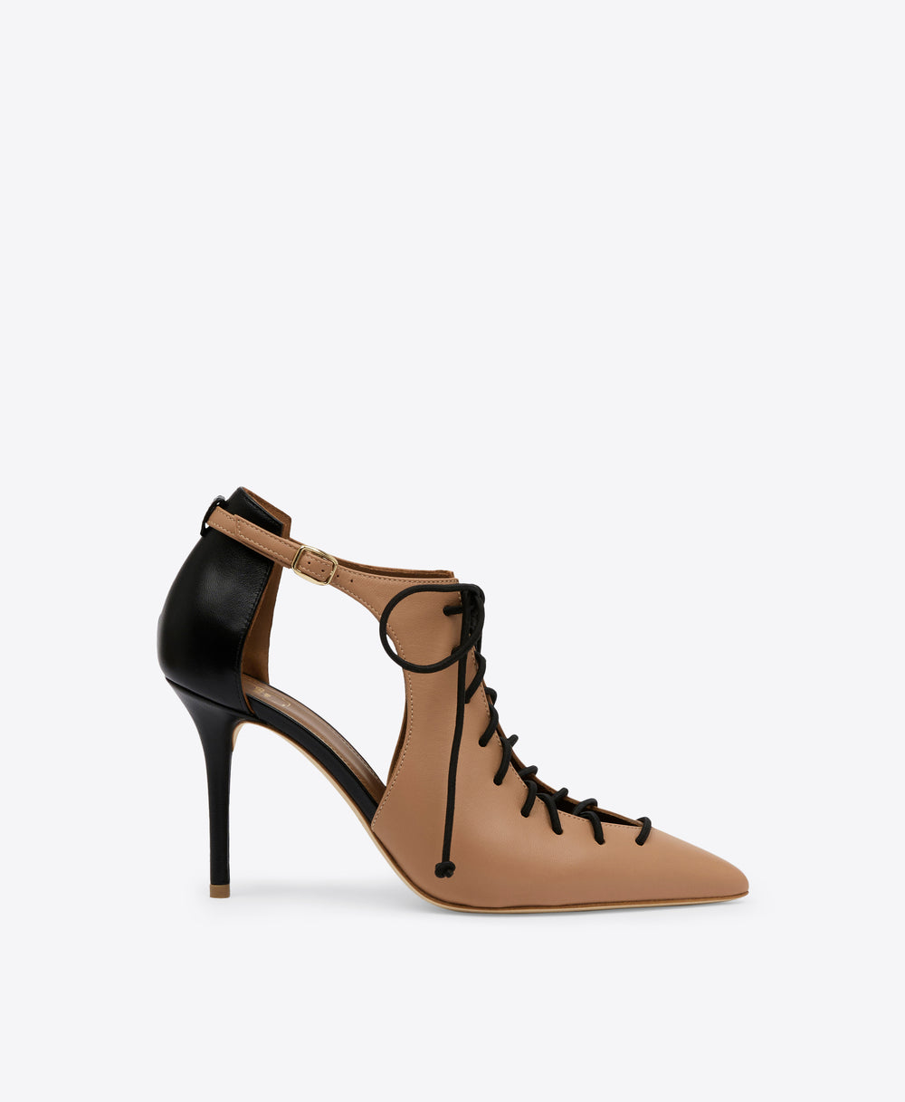 Women's Nude Leather Lace-Up Heels Malone Souliers