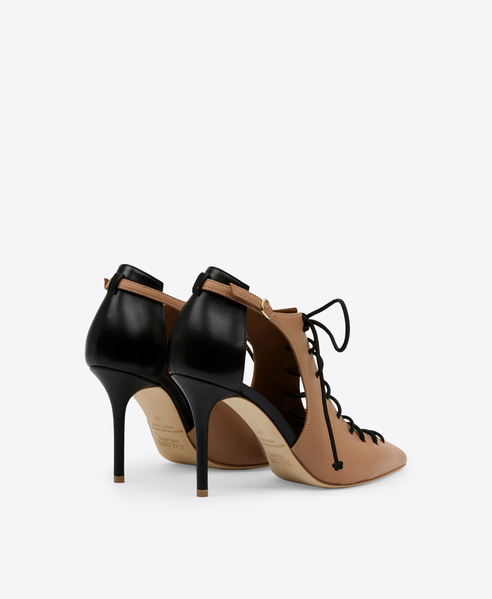 Women's Nude Leather Lace-Up Heels Malone Souliers
