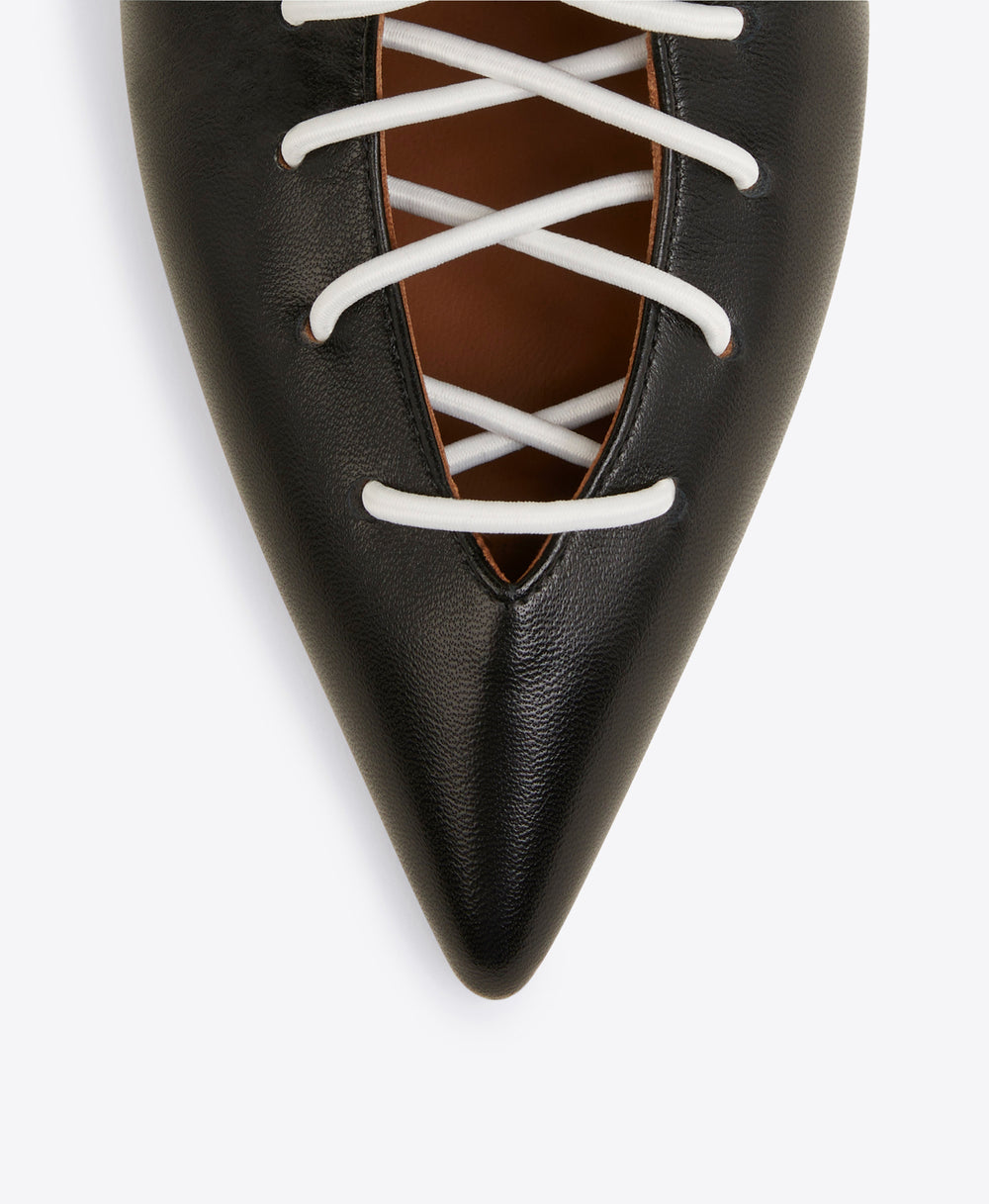Women's Black Leather Lace-Up Heels Malone Souliers