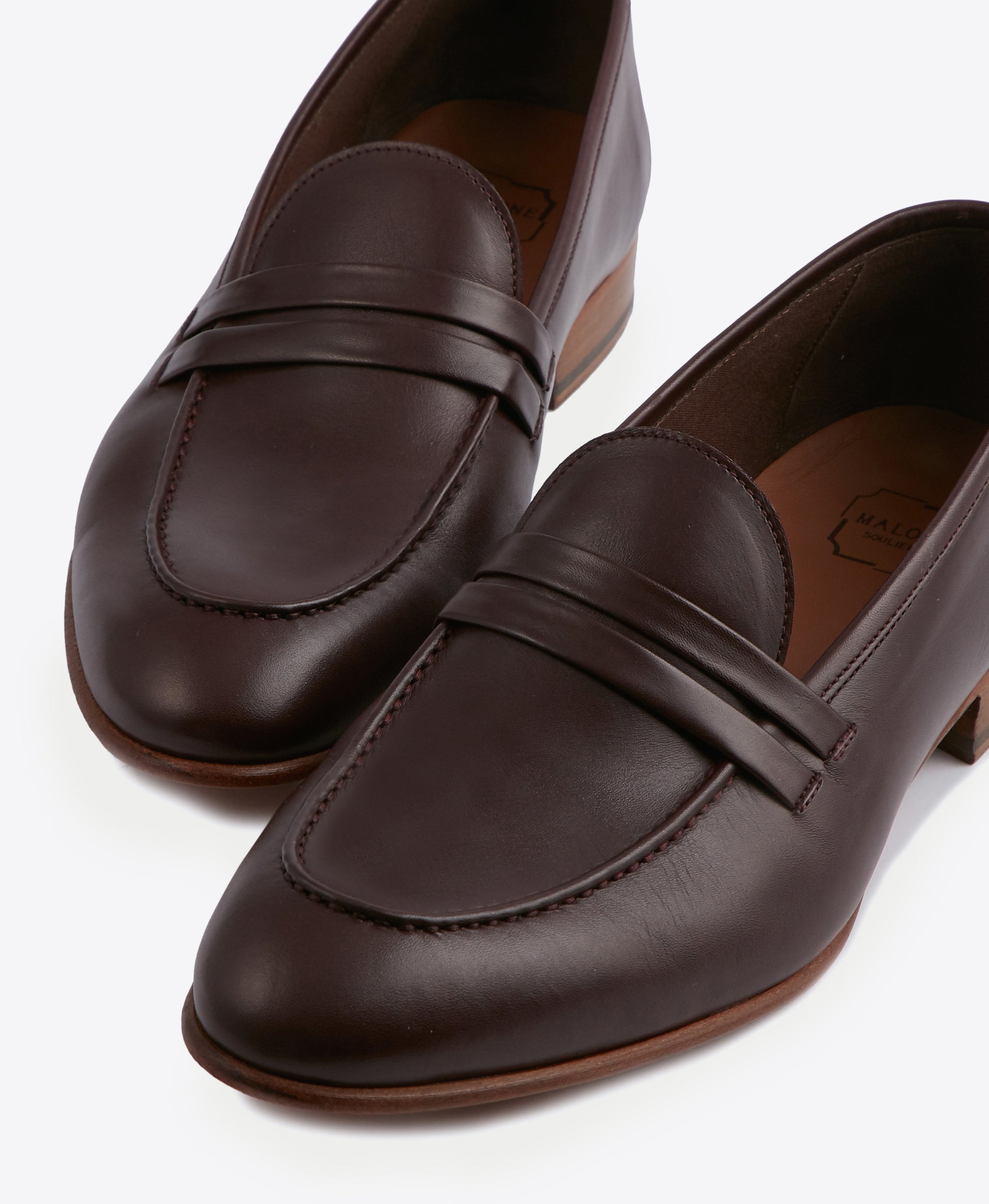 Men's Brown Leather Flat Loafers Malone Souliers