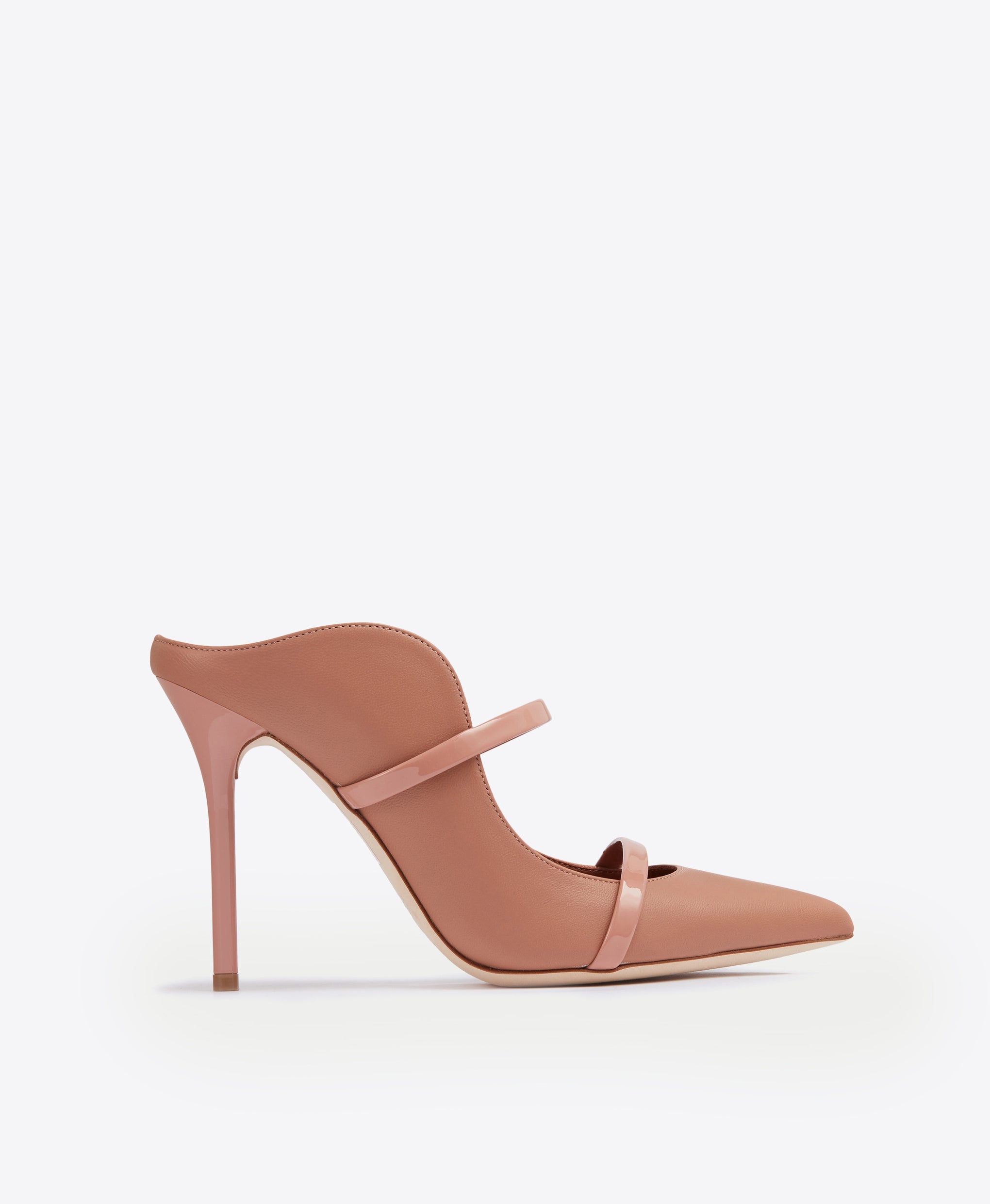 Women's Nude And Blush Pink Leather Designer Pointed Toe Mules Malone Souliers