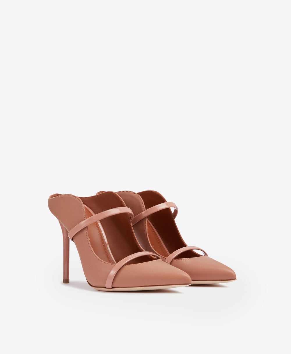 Women's Nude And Blush Pink Leather Designer Pointed Toe Mules Malone Souliers