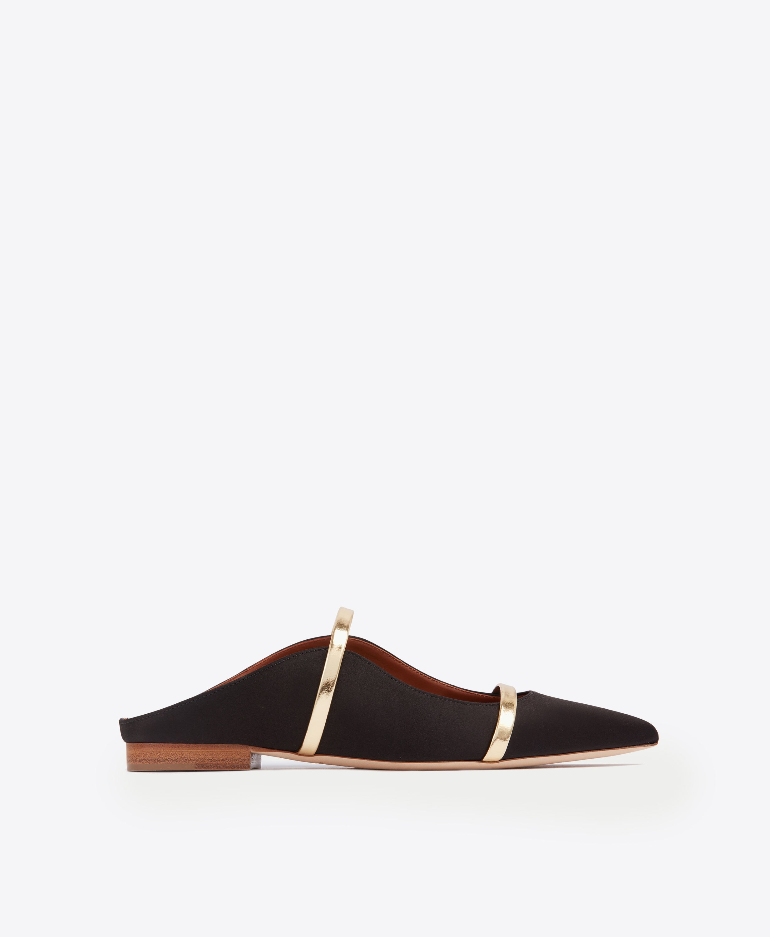Maureen & Gold Satin Flat Mules