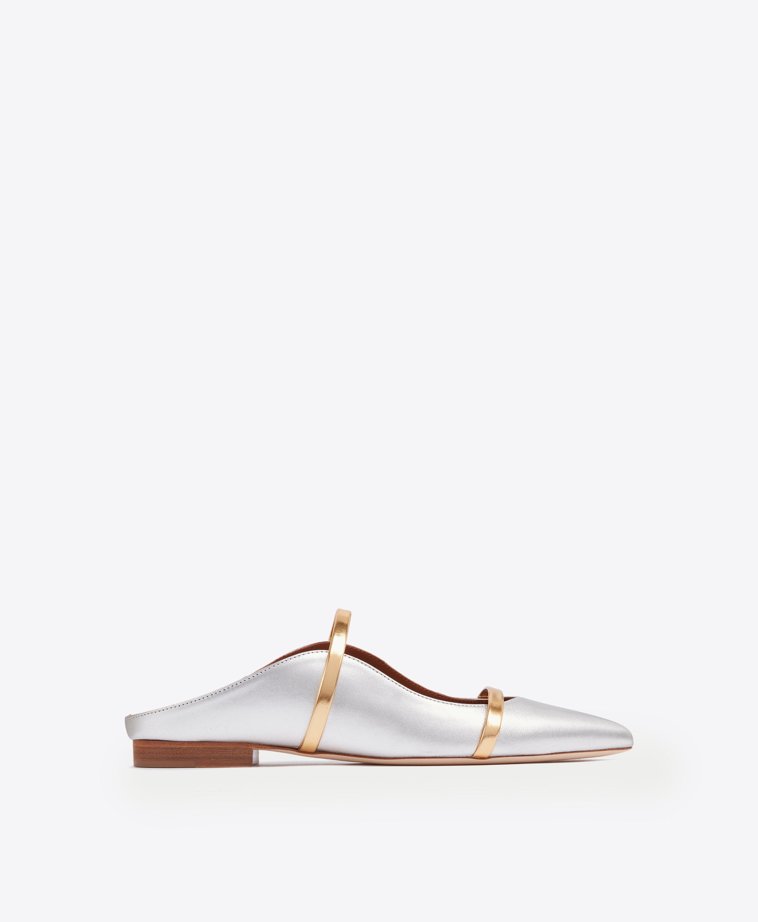 Maureen Silver & Leather Flat Mules