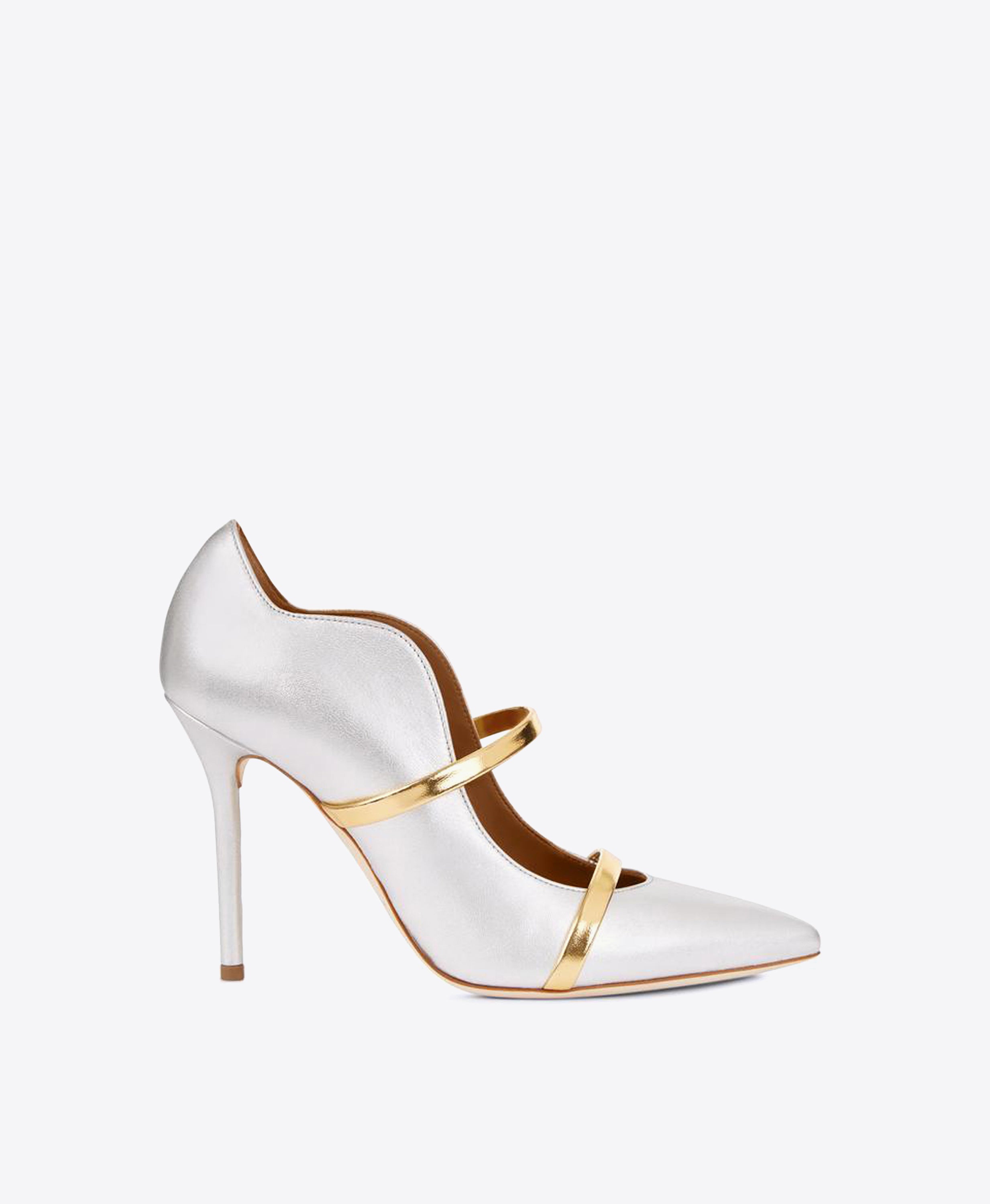 Risque Gold PU Strappy Pointed Toe Gold Stiletto Heels | Public Desire
