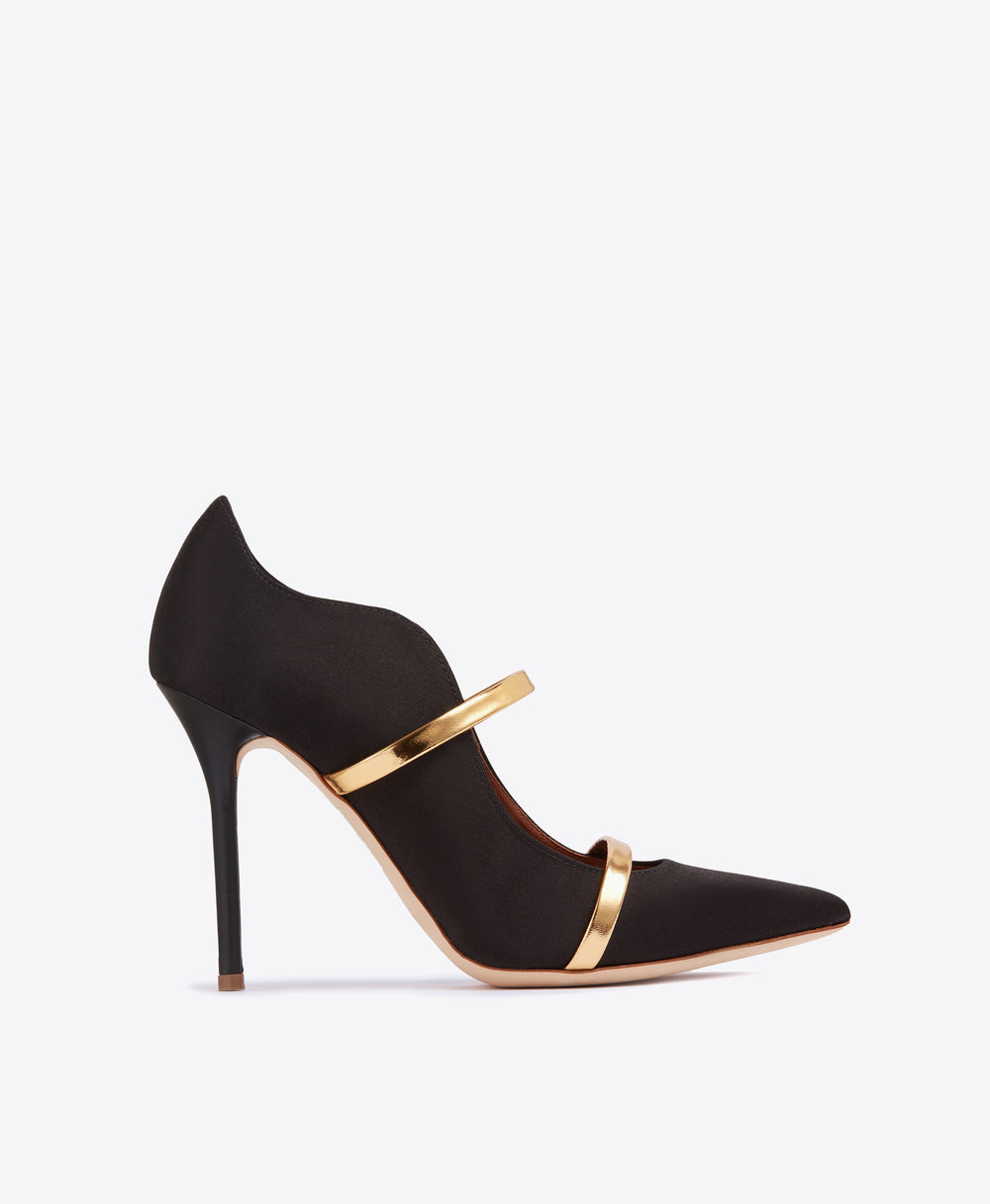 Maureen Pump 100 - Black Gold Satin Stiletto Pump