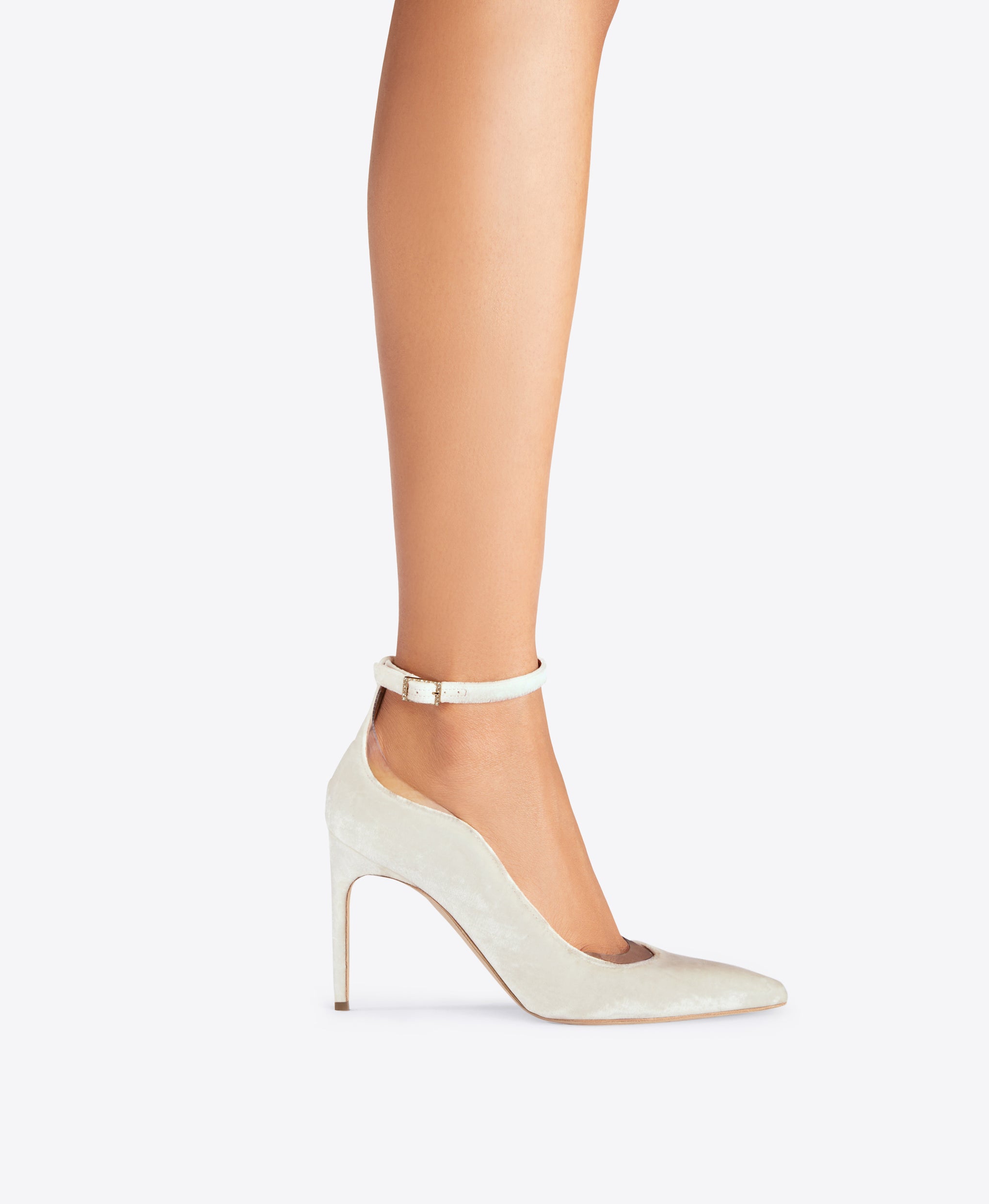 Women's Off White Velvet Ankle Strap Stilettos Malone Souliers