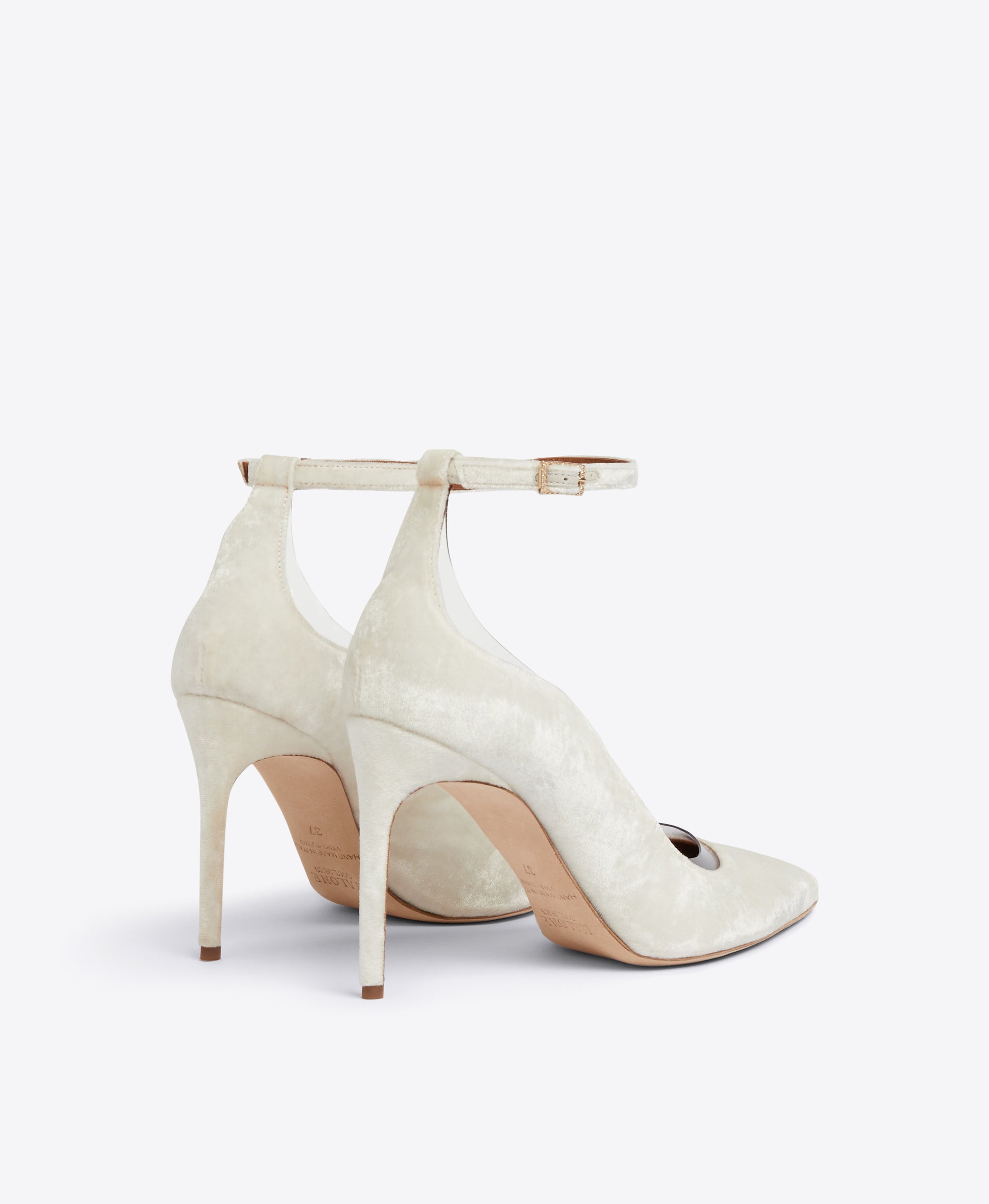 Women's Off White Velvet Ankle Strap Stilettos Malone Souliers