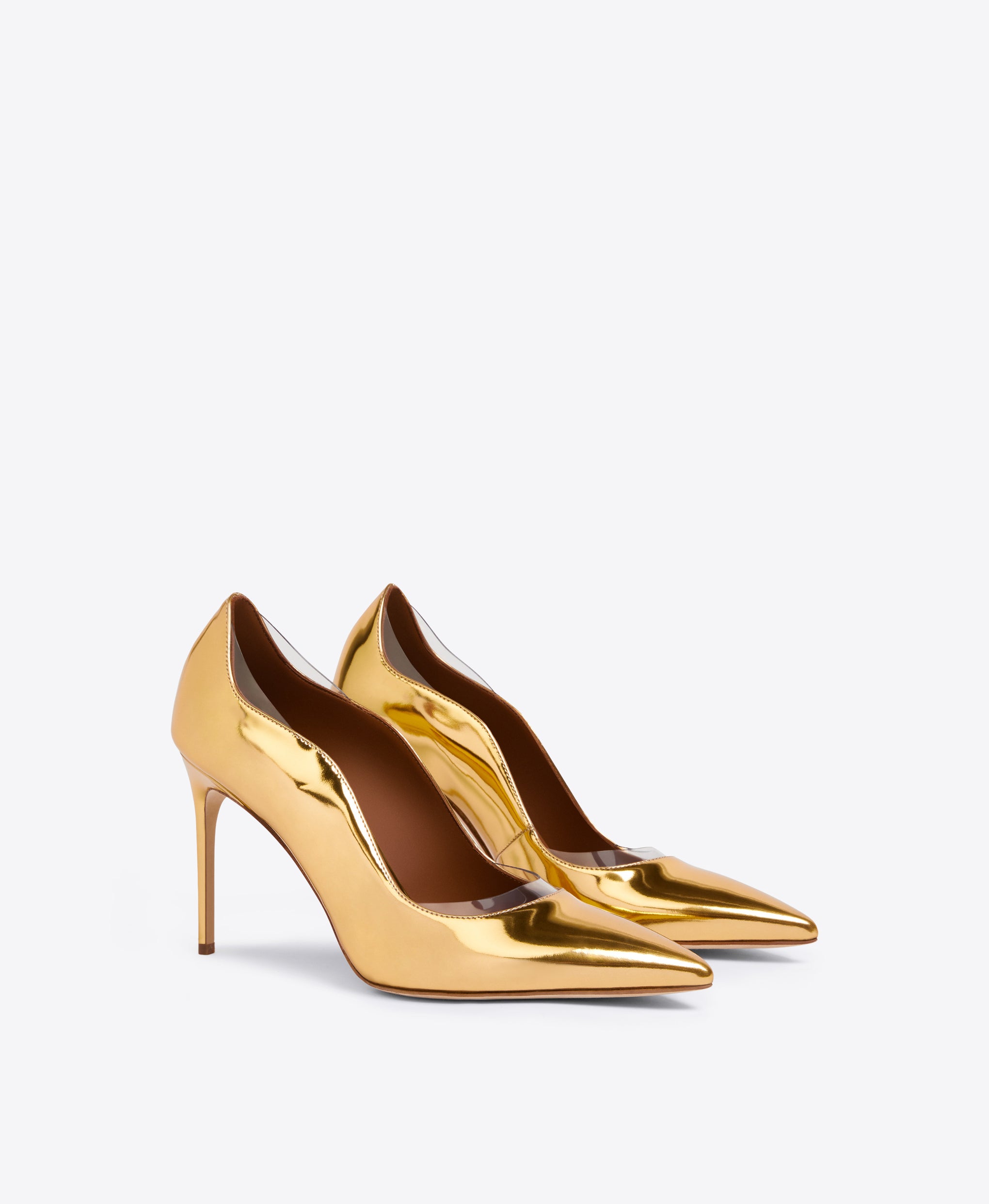 Nana 90mm - Gold Mirror Leather Stiletto Heels Malone Souliers