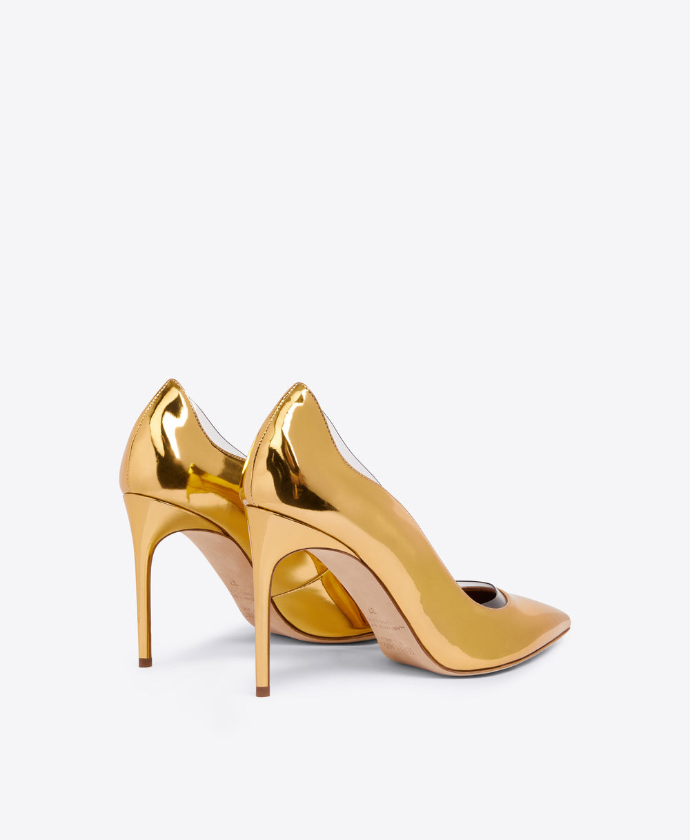 Nana 90mm - Gold Mirror Leather Stiletto Heels Malone Souliers