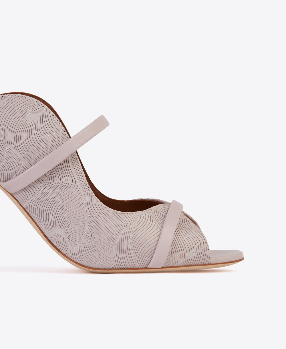 Women's Lilac Embossed Leather Block Heeled Sandals Malone Souliers