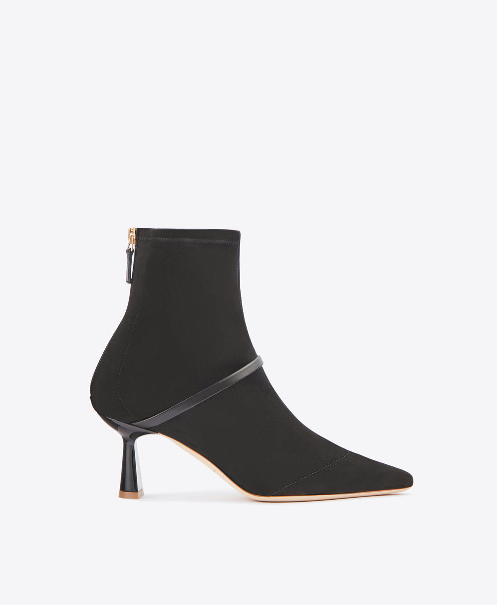 Women's Black Suede Square Toe Heeled Boots Malone Souliers