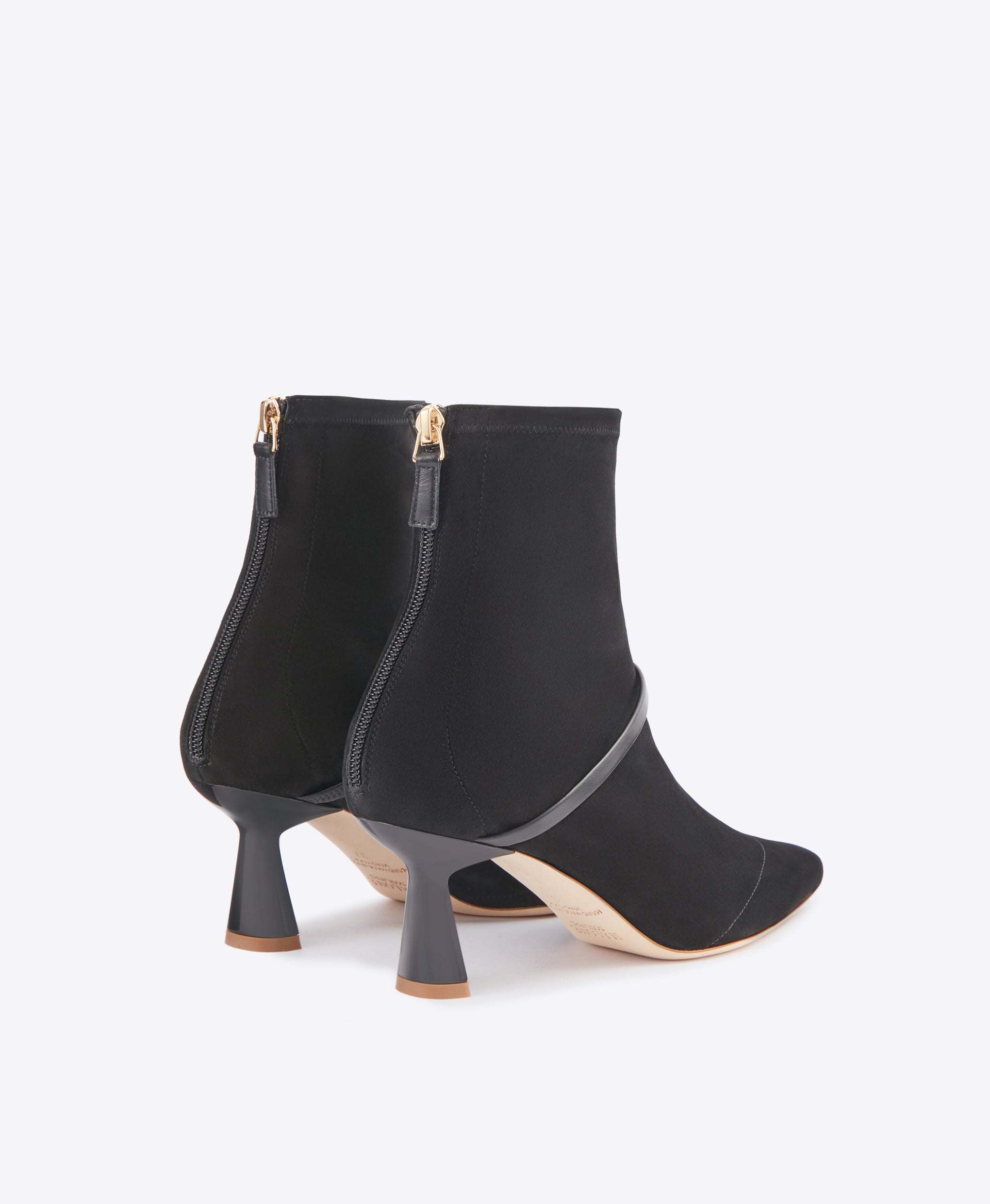 Women's Black Suede Square Toe Heeled Boots Malone Souliers