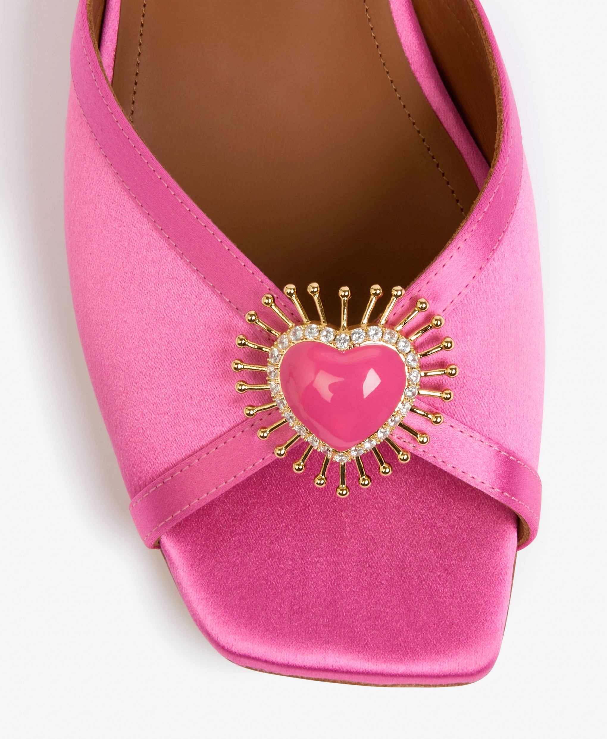 Women's Pink Satin Flat Sandals Malone Souliers