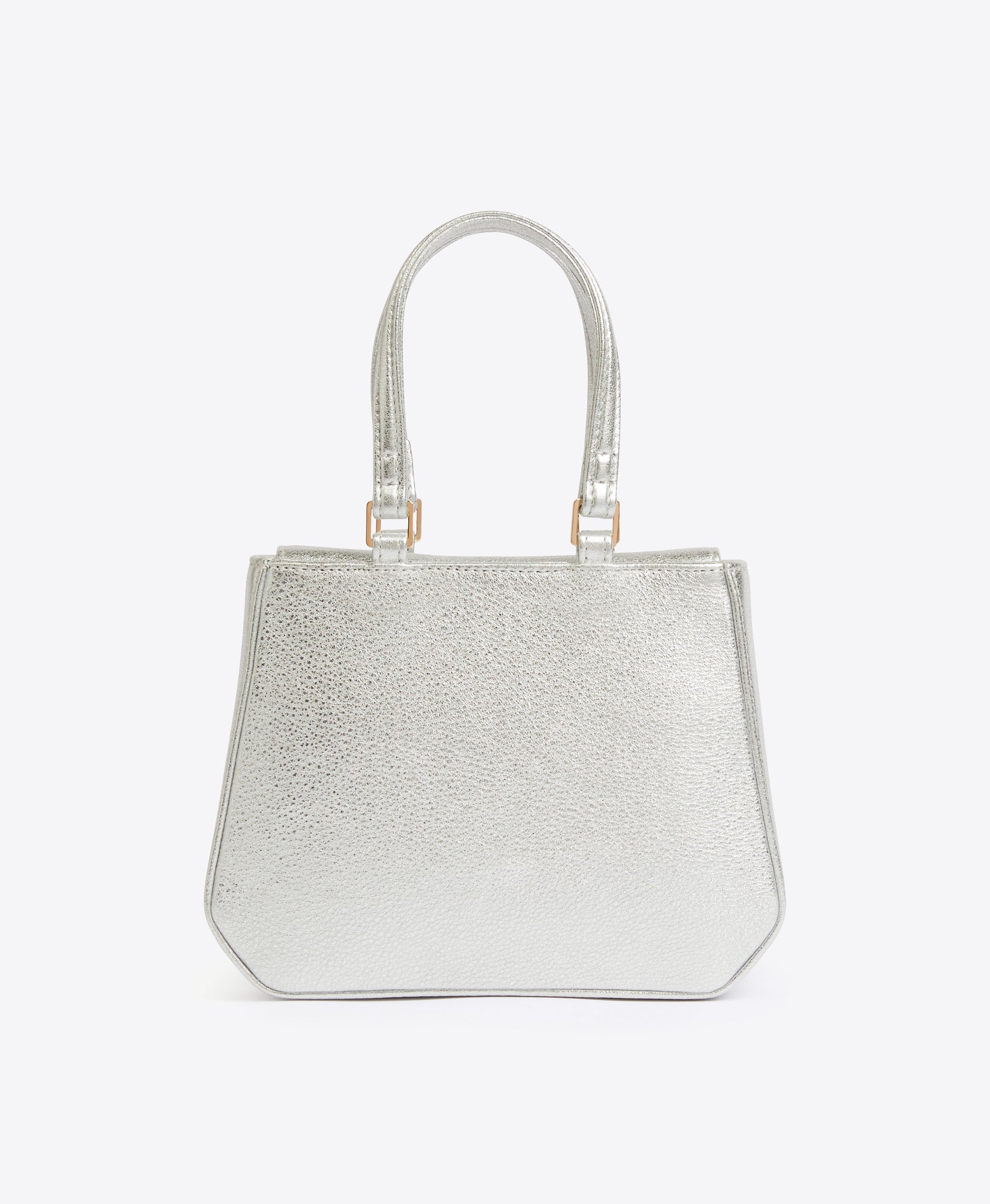 Women's Silver Leather Hexagon Mini Shopper Bag Malone Souliers