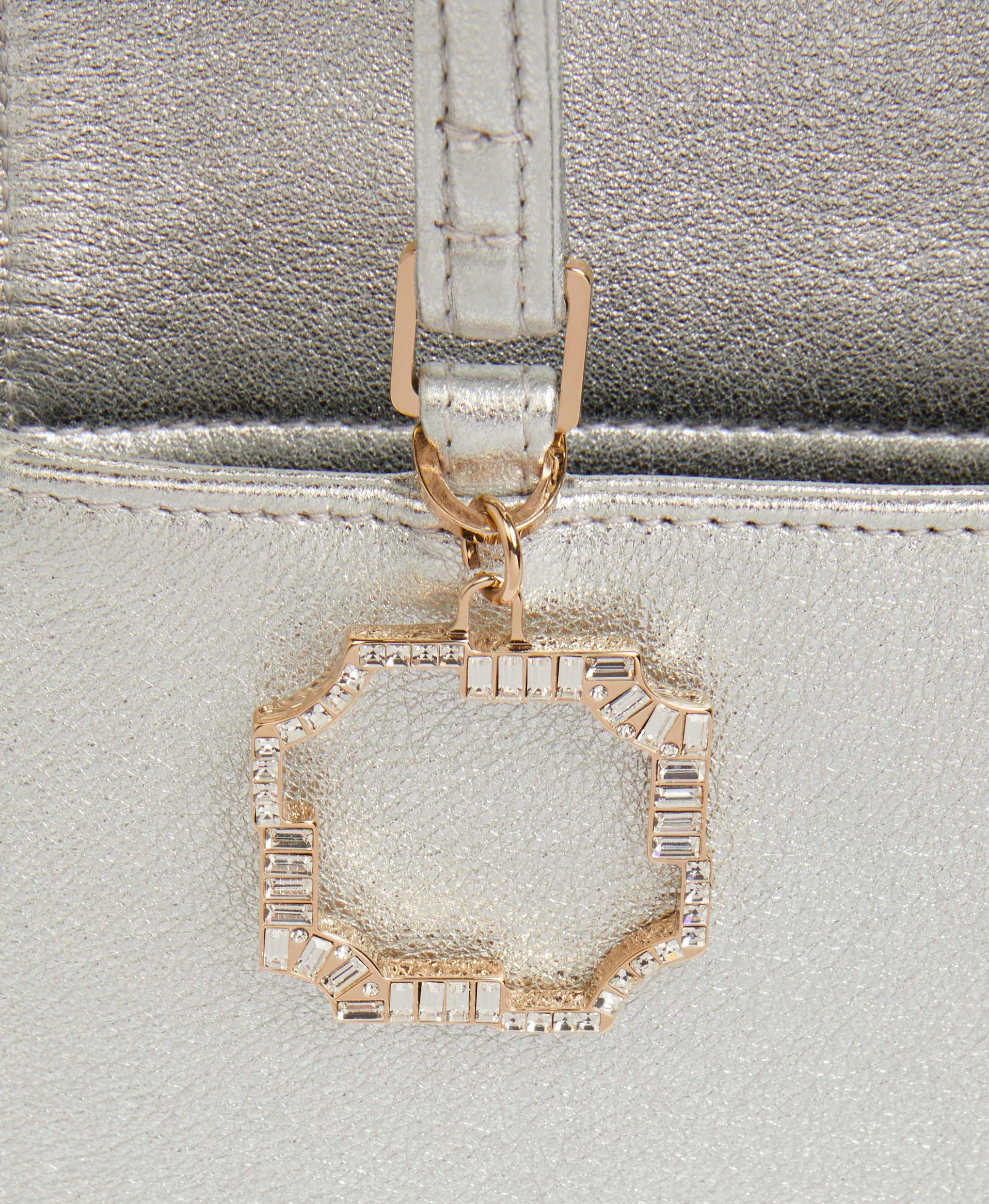Women's Silver Leather Hexagon Mini Shopper Bag Malone Souliers