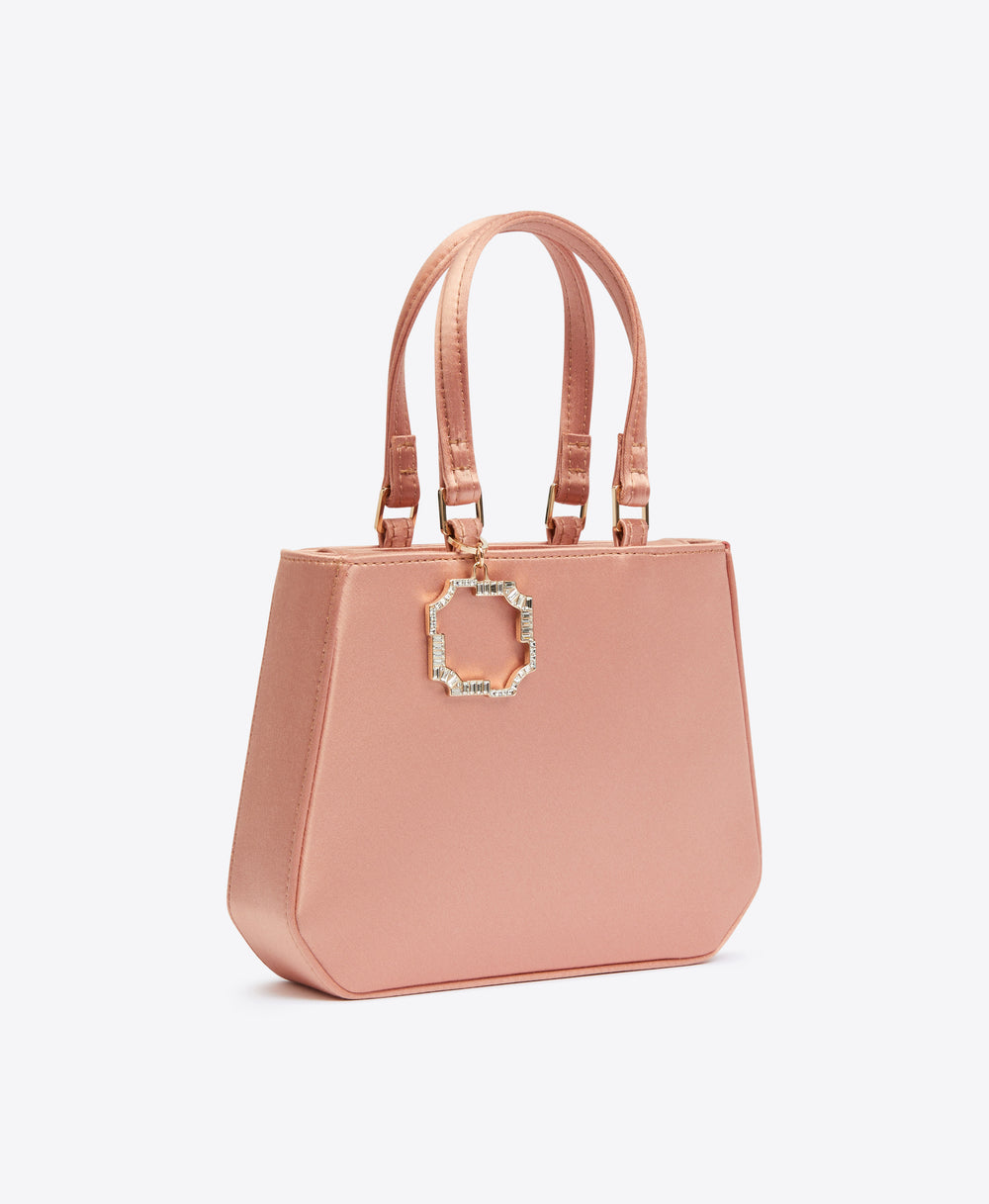 Women's Blush Satin Hexagon Mini Shopper Bag Malone Souliers