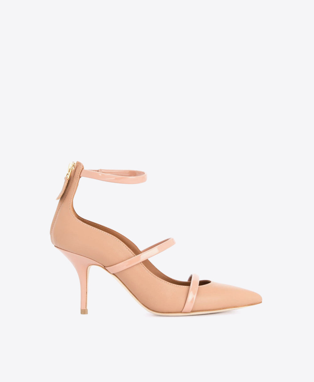 Women's Nude & Pink Patent Leather Pumps with Heel Malone Souliers