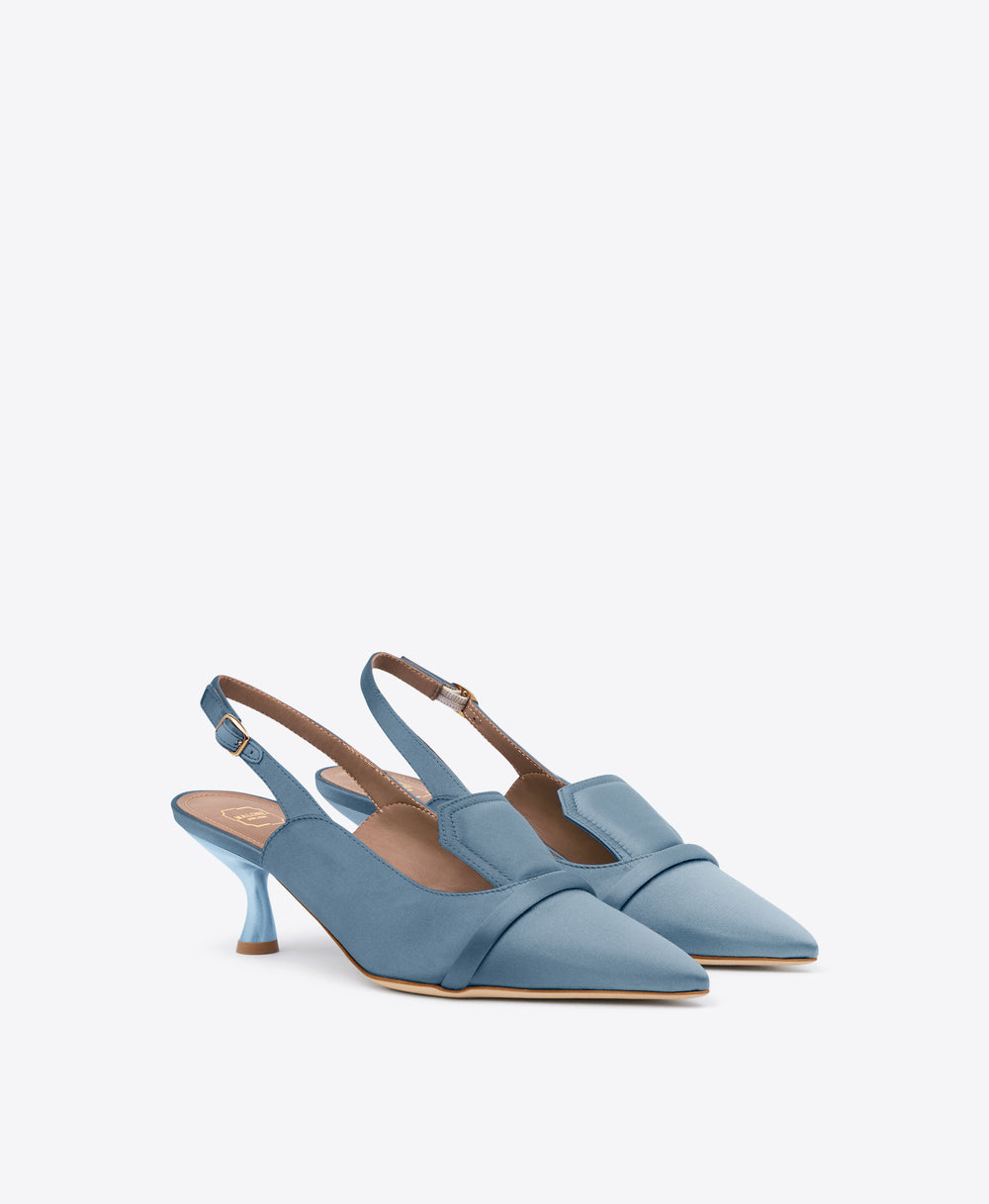 Women's Blue Satin Kitten Heel Malone Souliers