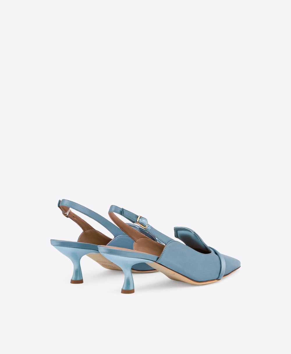 Women's Blue Satin Kitten Heel Malone Souliers