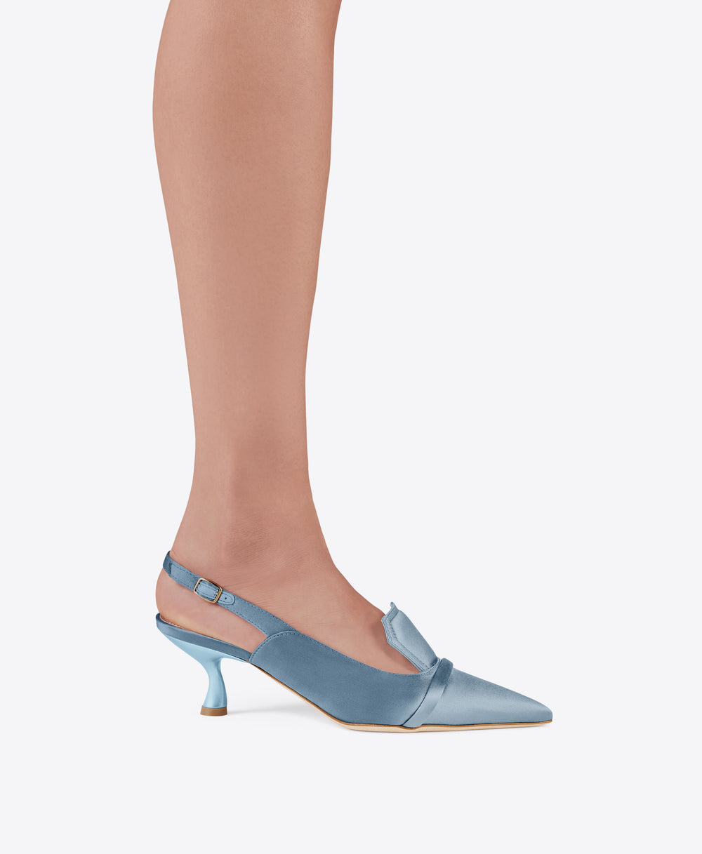 Women's Blue Satin Kitten Heel Malone Souliers