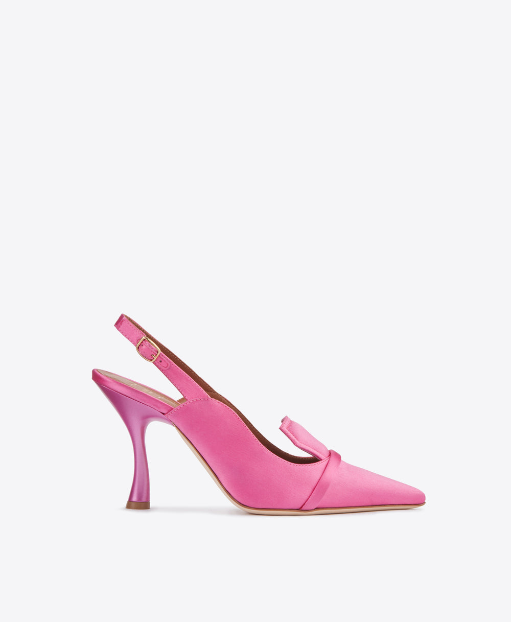 Women's Pink Satin Slingback Heels Malone Souliers