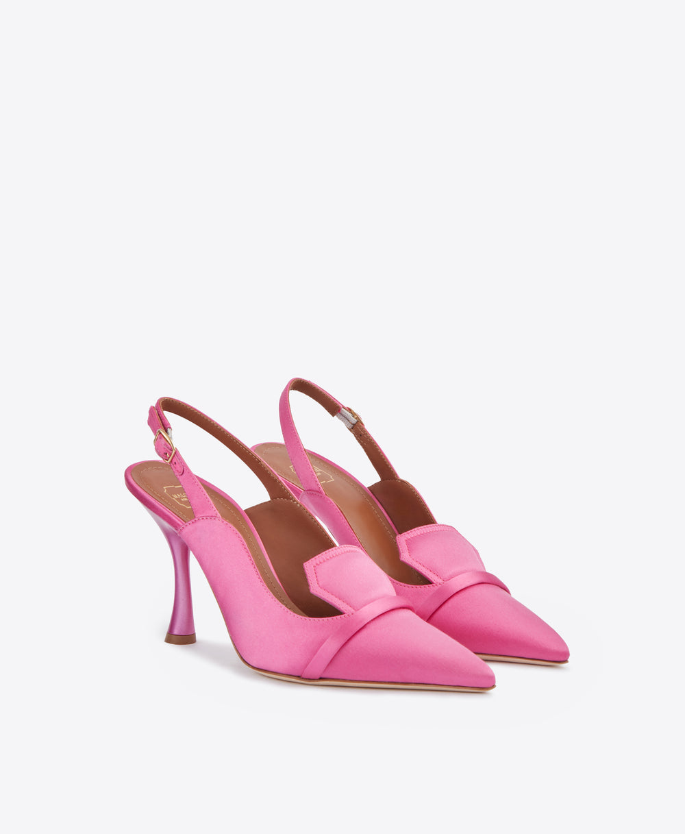 Women's Pink Satin Slingback Heels Malone Souliers