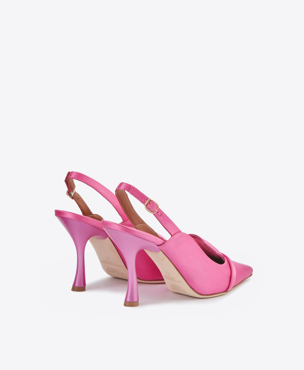 Women's Pink Satin Slingback Heels Malone Souliers