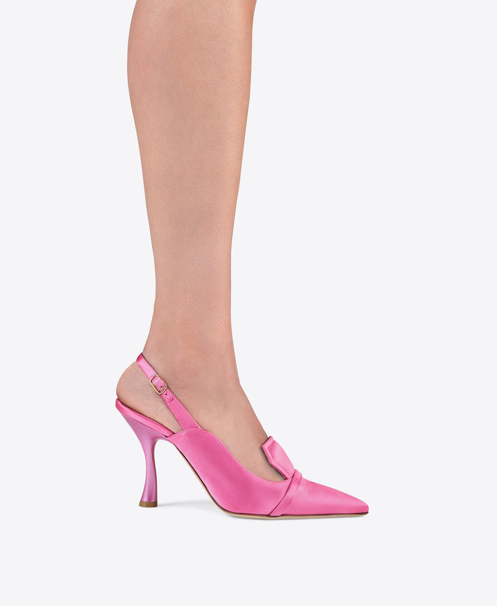 Women's Pink Satin Slingback Heels Malone Souliers