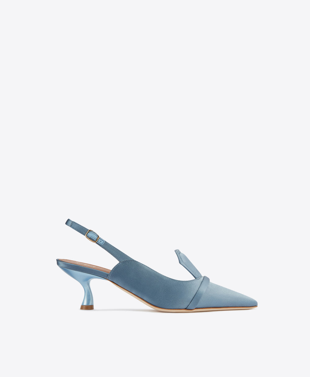 Women's Blue Satin Kitten Heel Malone Souliers