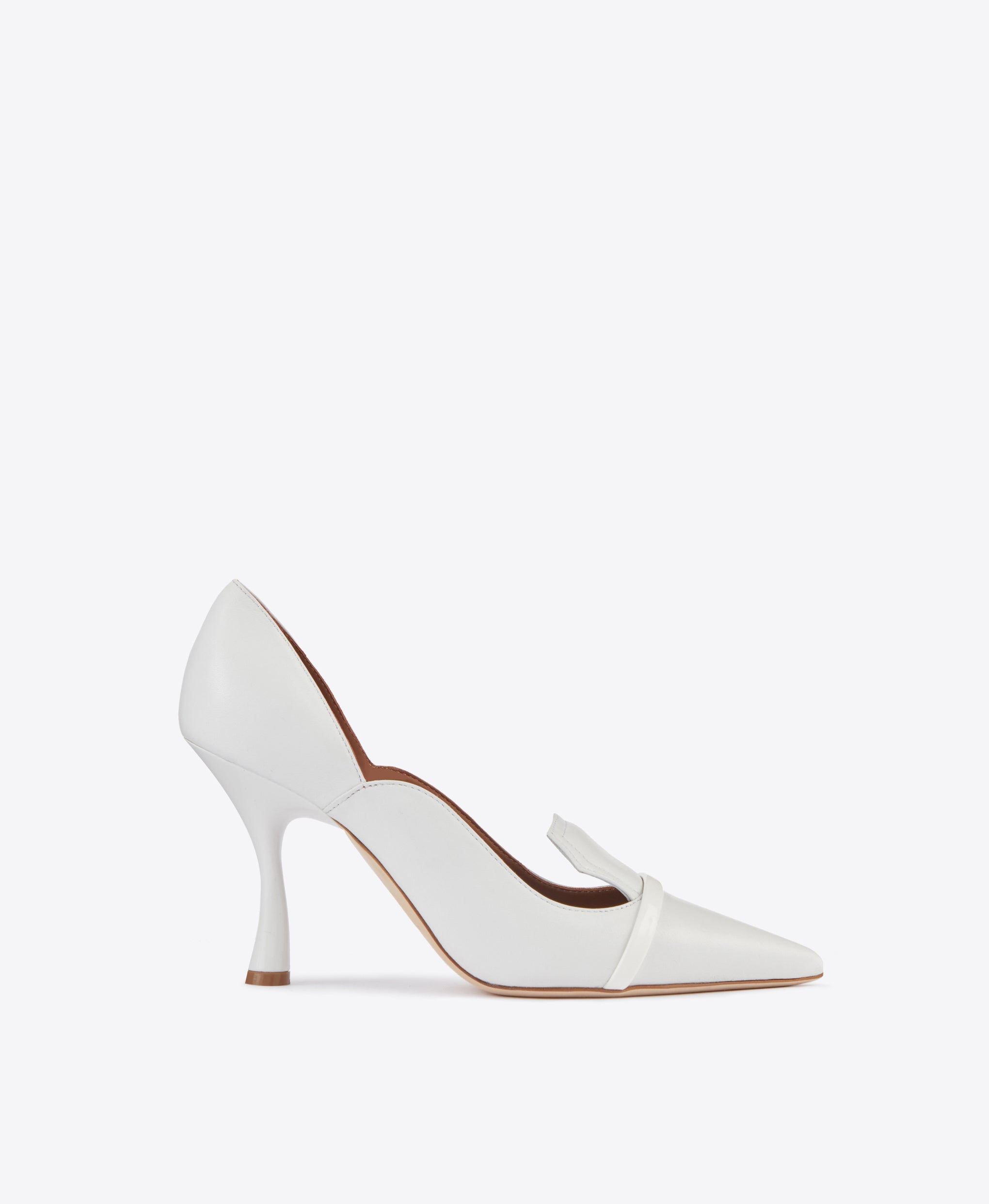 Women's White Leather Heeled Pumps Malone Souliers